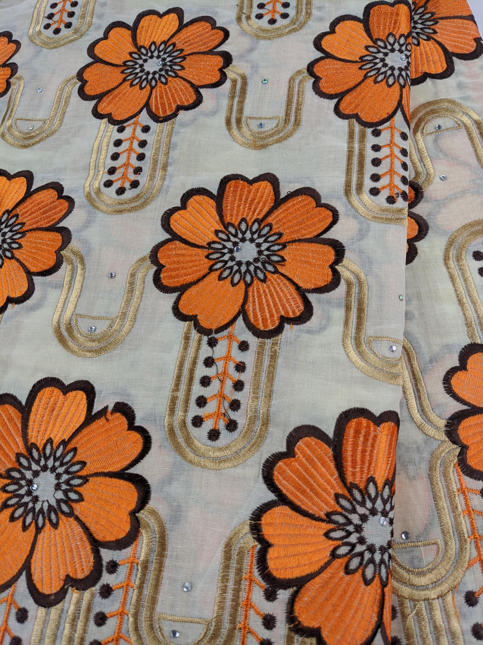 Orange, Brown & Gold Cotton Lace