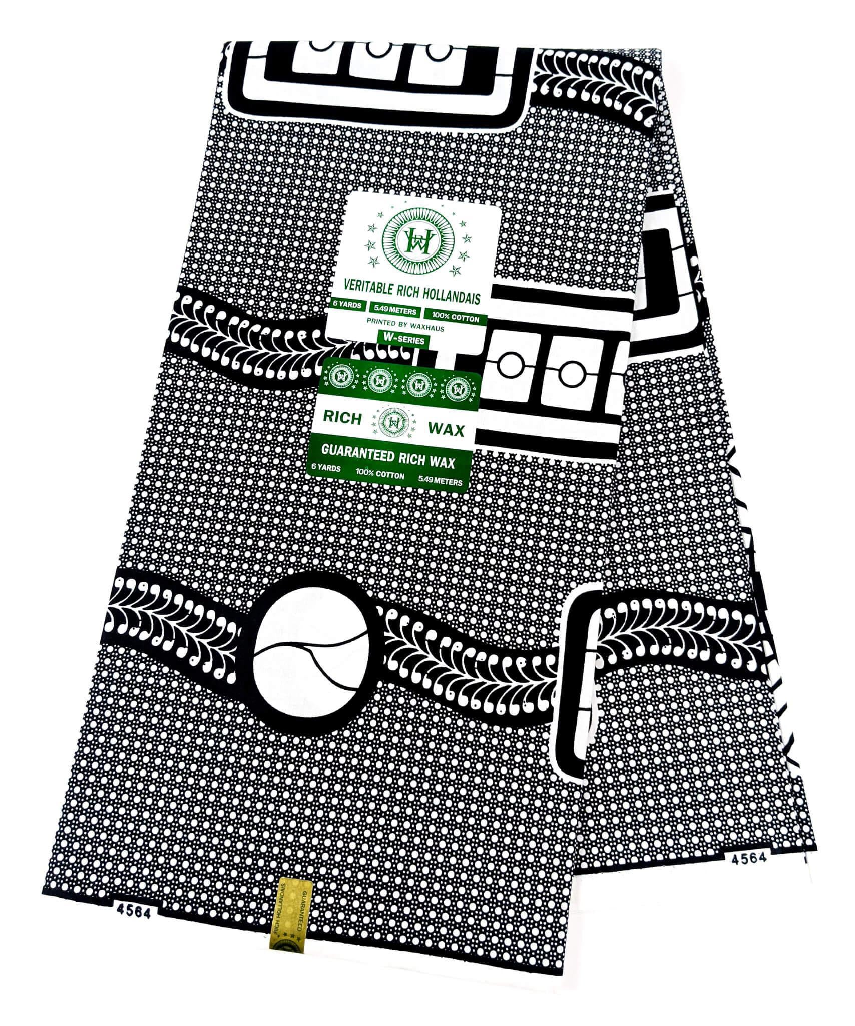 Black and White Chain Link African Wax Fabric