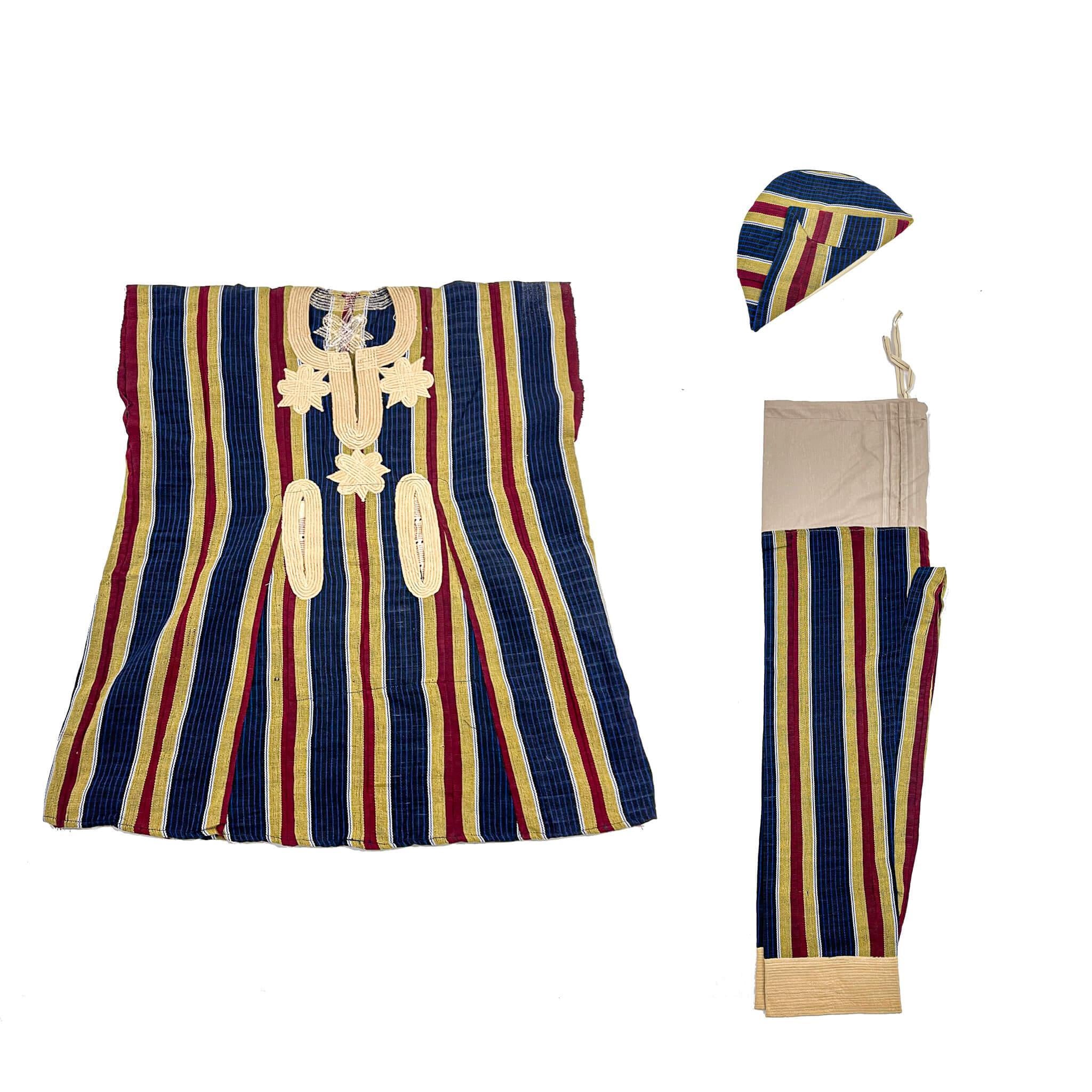 Yellow, Red & Blue Aso Oke Pant Set