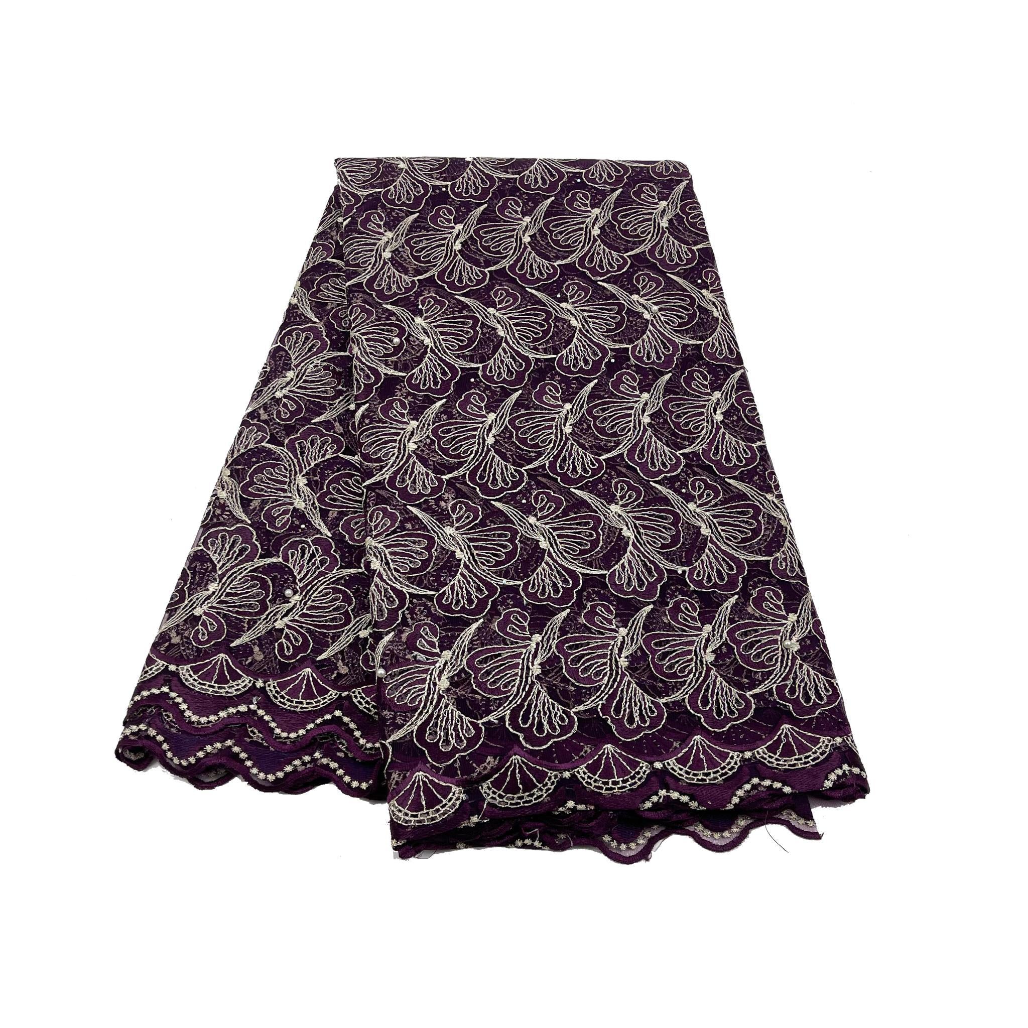 Purple & Silver Net Lace