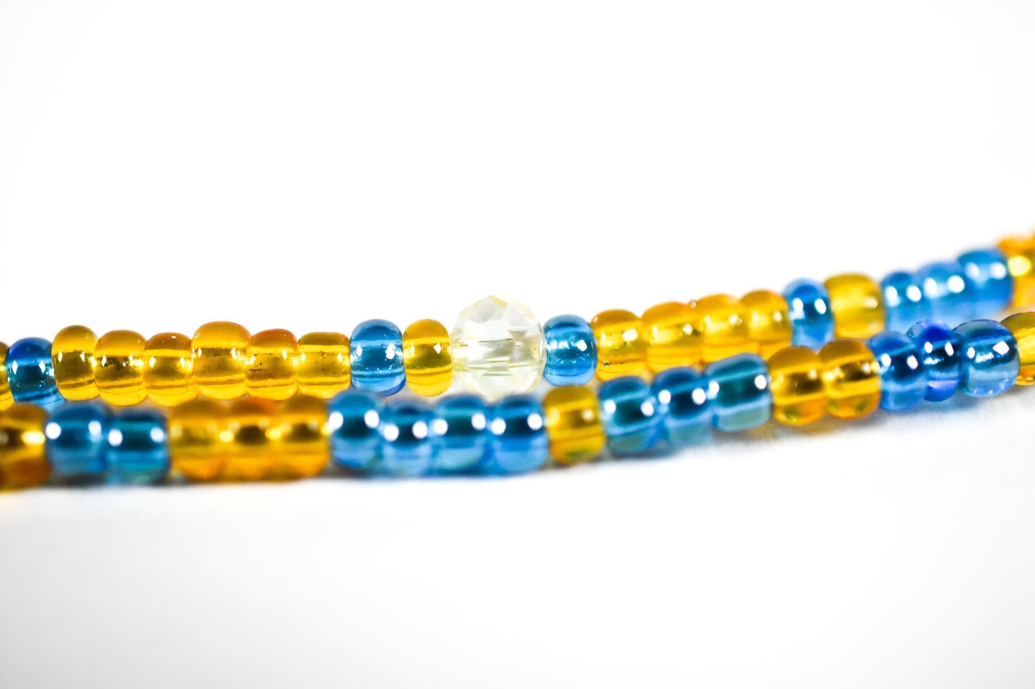 Blue & Gold String Tie Waist Beads