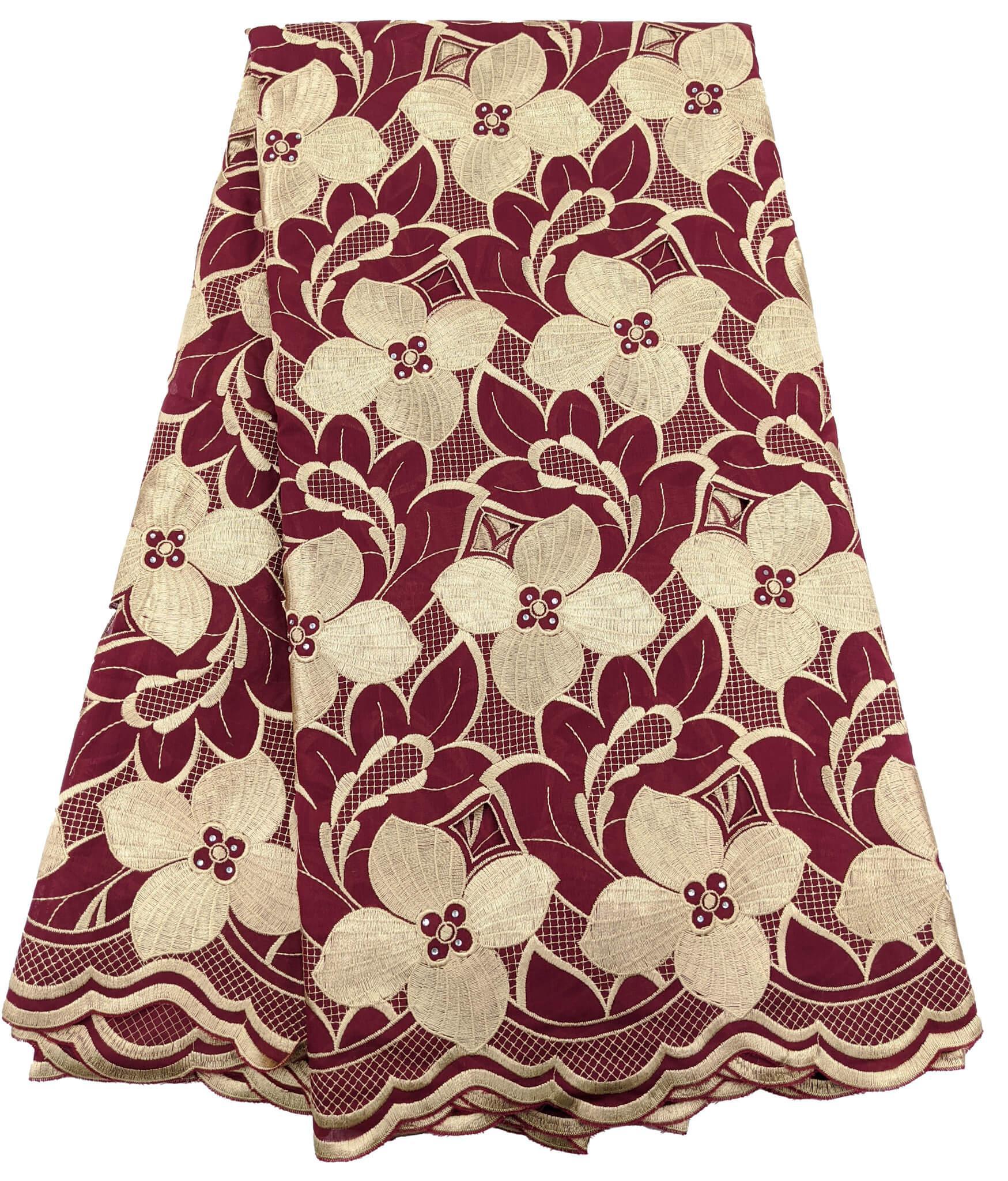 Wine & Gold Cotton Lace