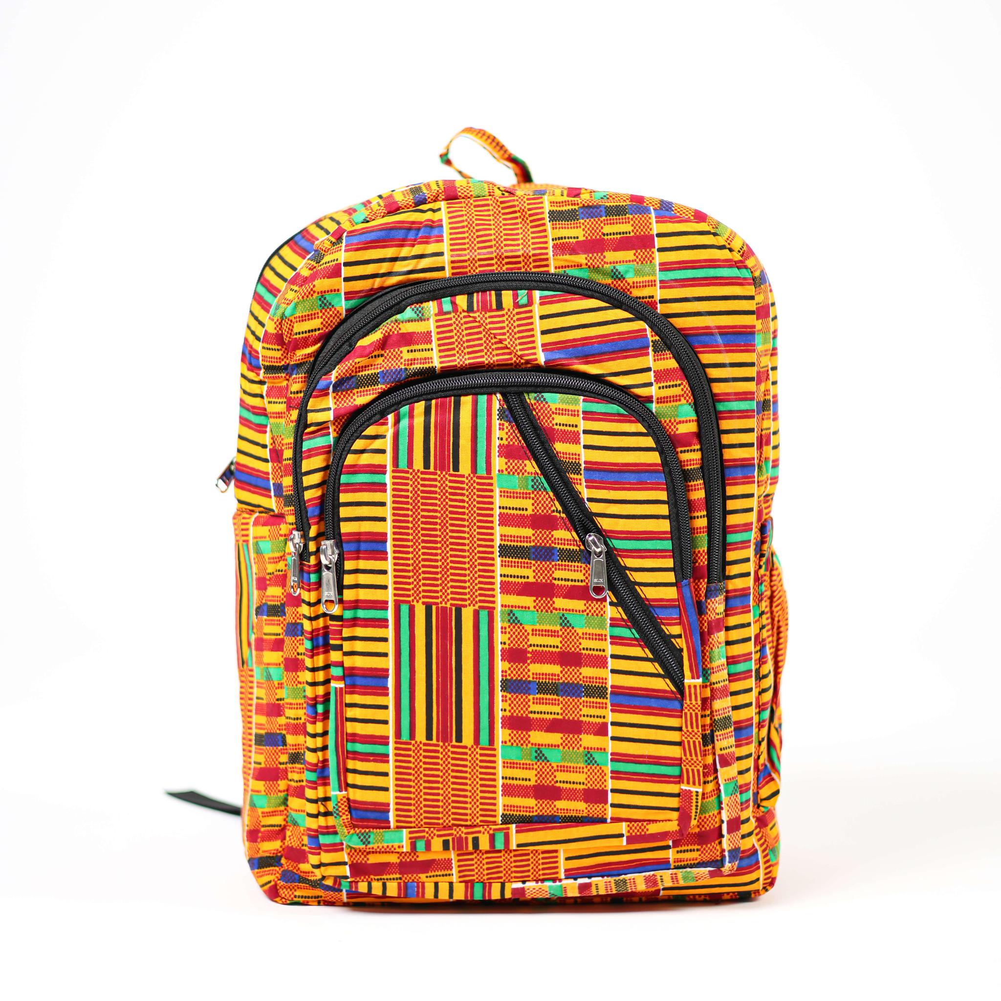 Kente Backpack Kente Print African Backpack Book Bag Handmade Gye Nyame  main image 4