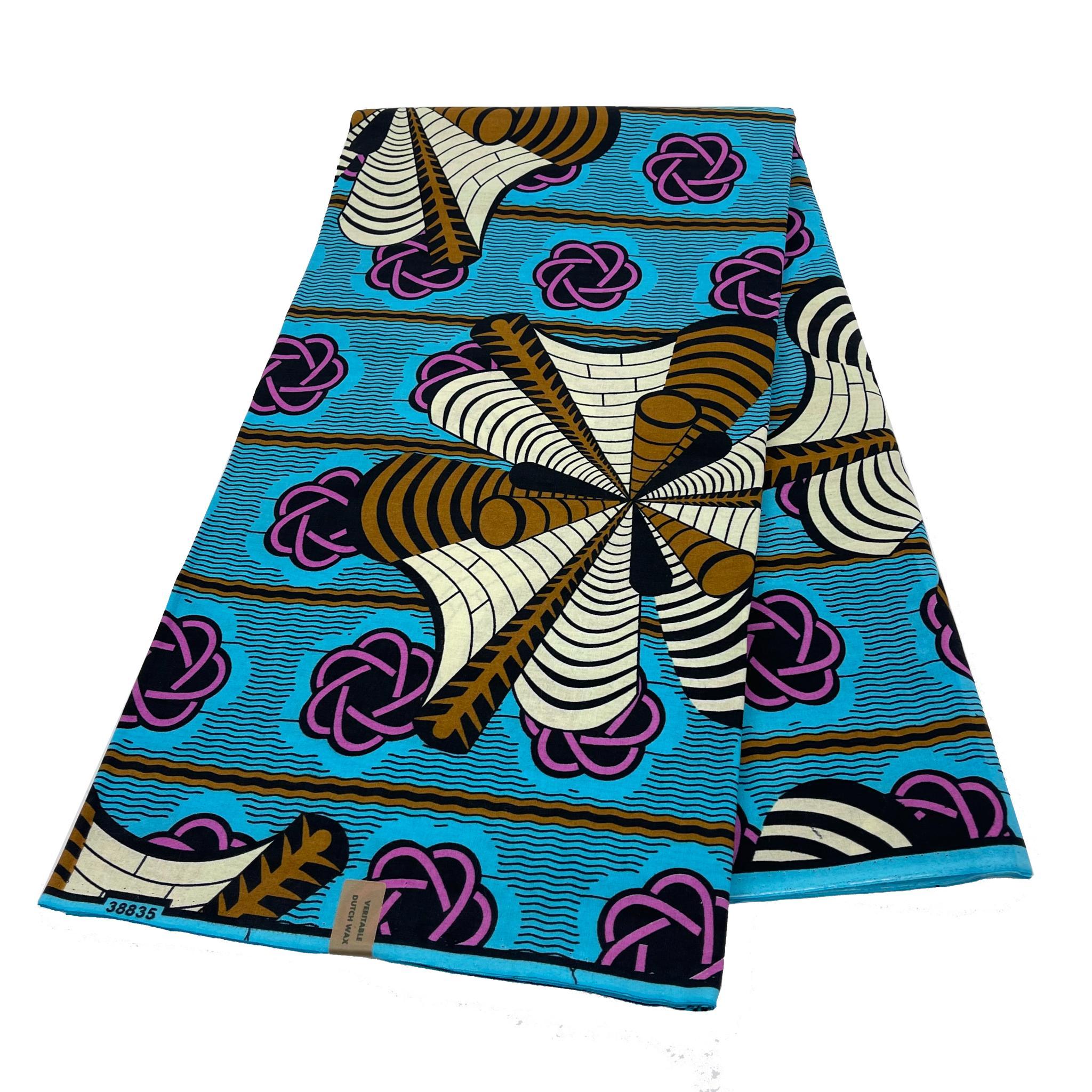 Blue Wax Print Fabric - 6 Yards