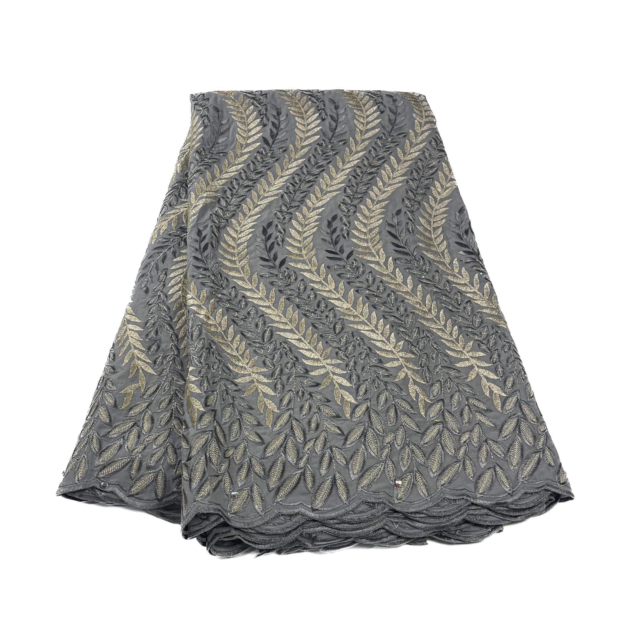 Grey Floral Cotton Lace