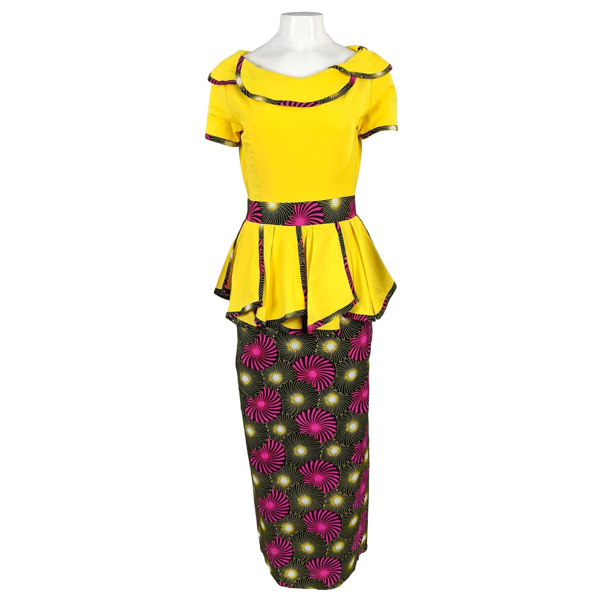 Vibrant Ankara Peplum Maxi Dress