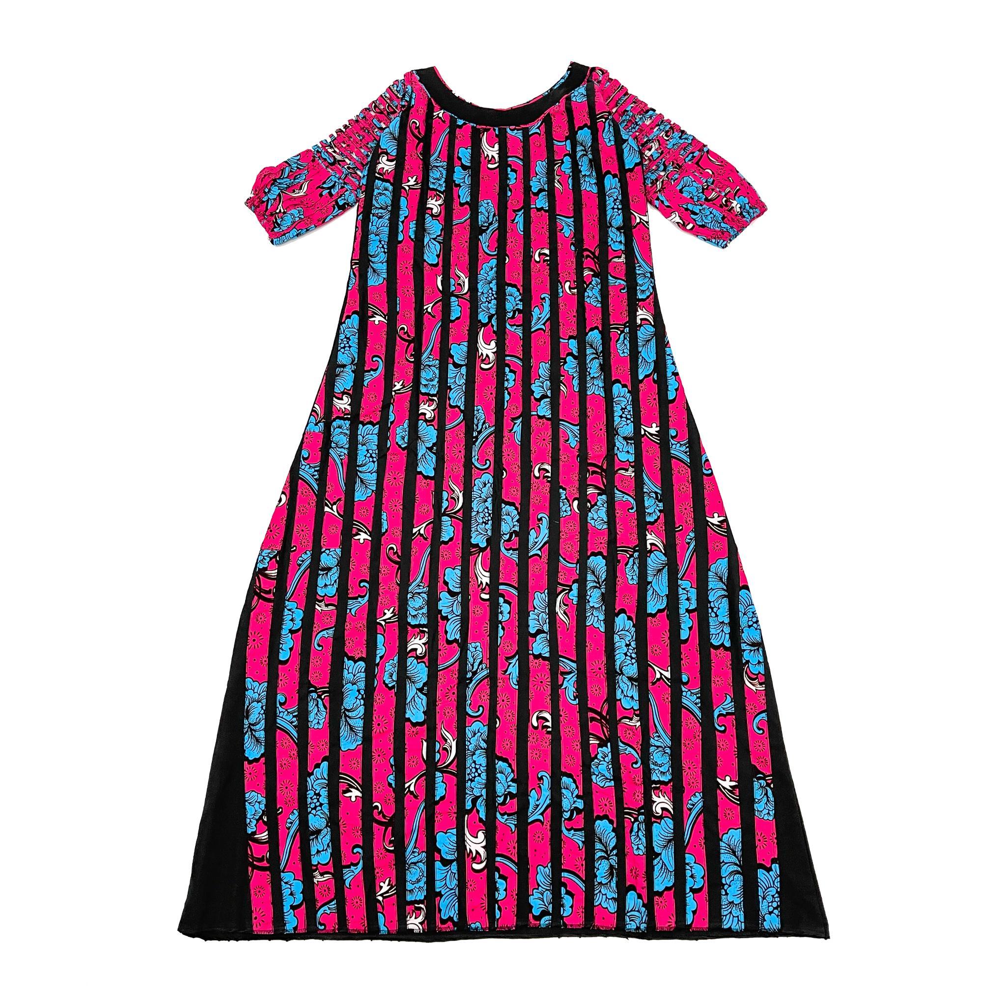 Women's Pink Ankara & Cotton Mix Dress