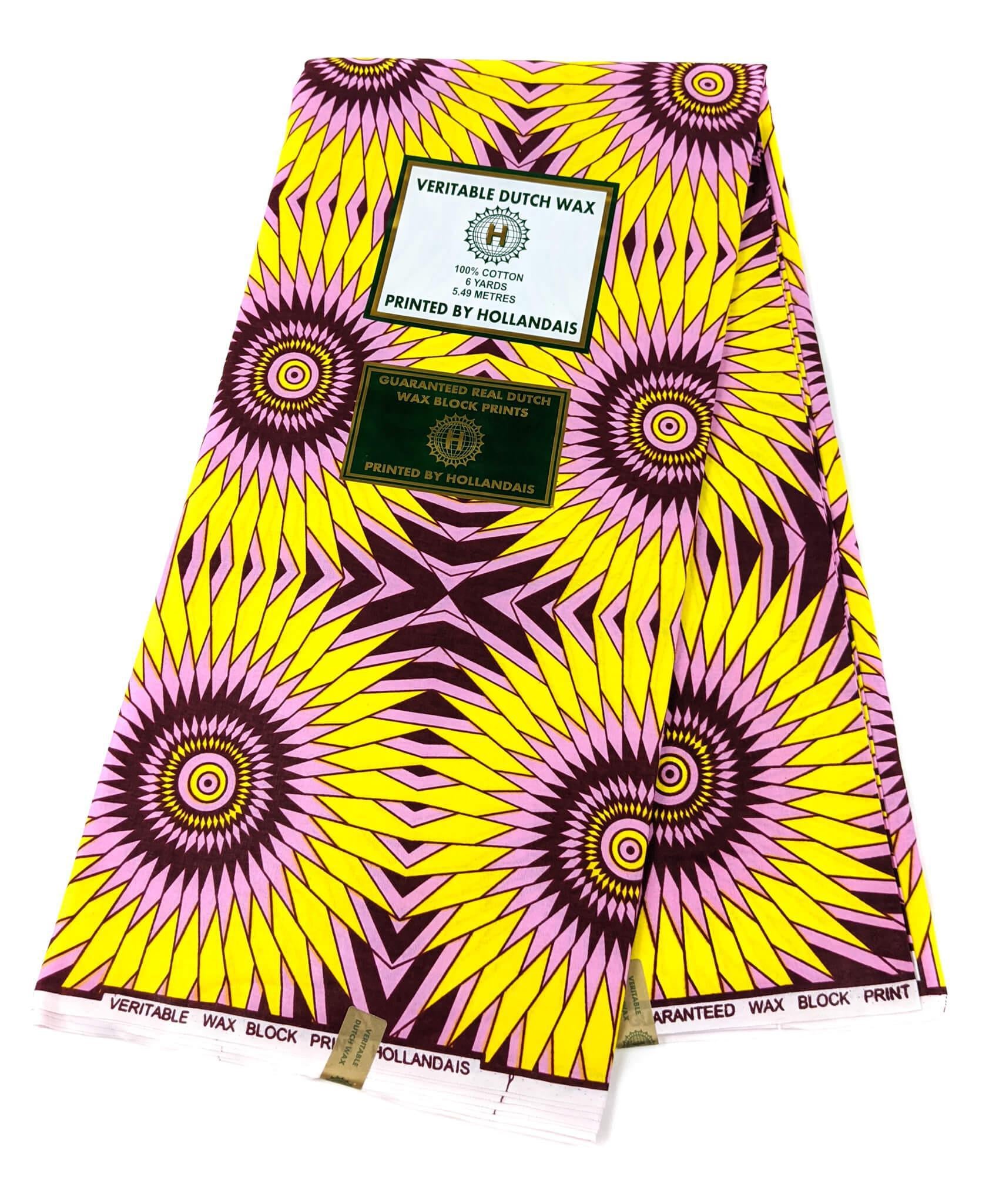 Yellow and Pink Floral African Wax Print