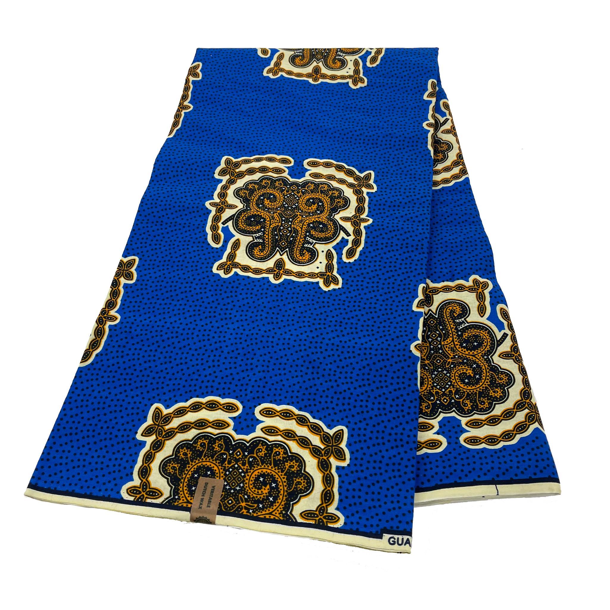 Blue Wax Print Fabric - 6 Yards