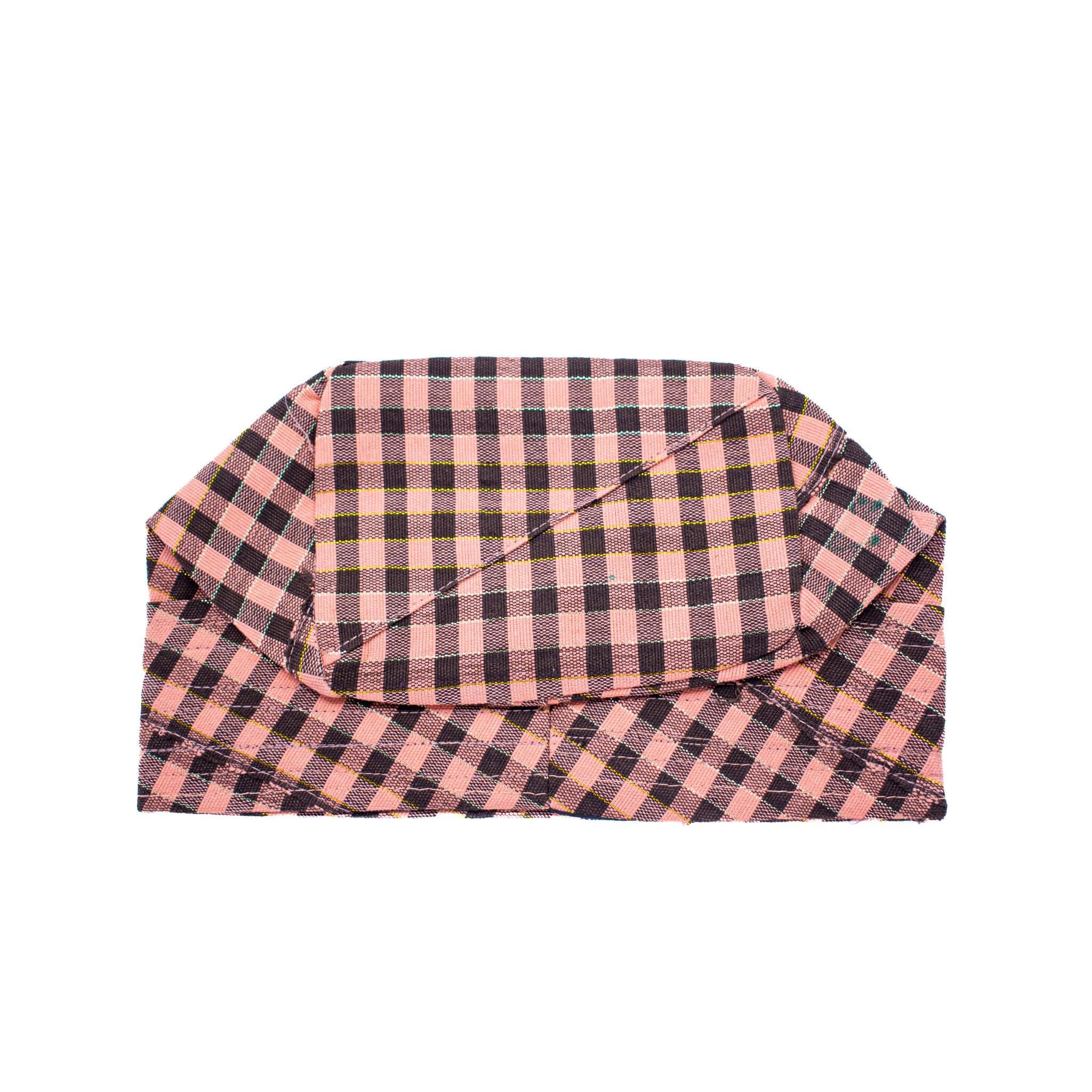 Peach & Black Check Aso-Oke Cap
