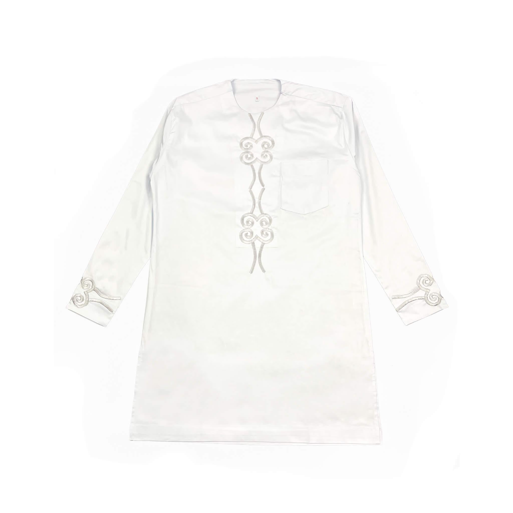 Men's White & Silver Embroidered Set