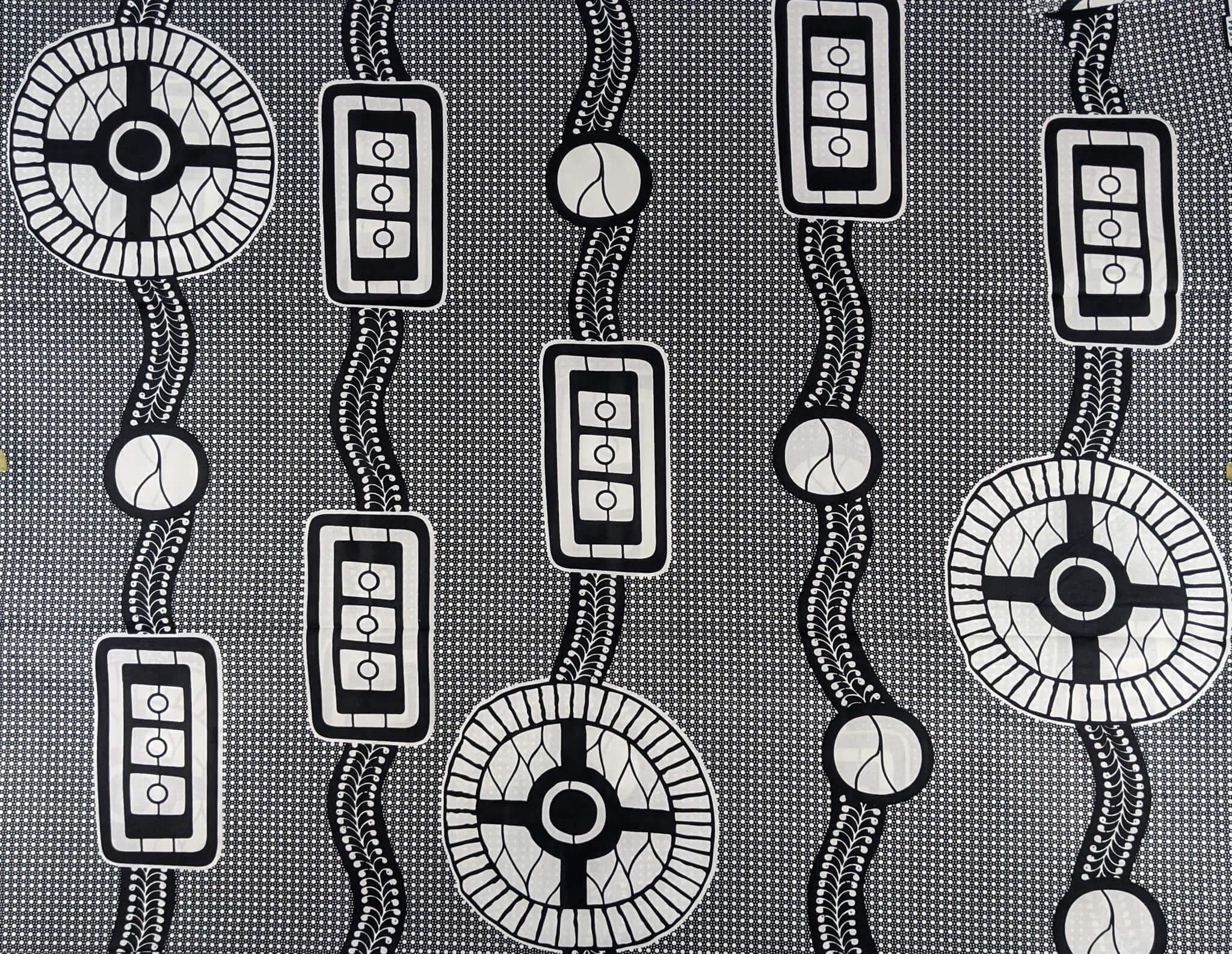 Black and White Chain Link African Wax Fabric