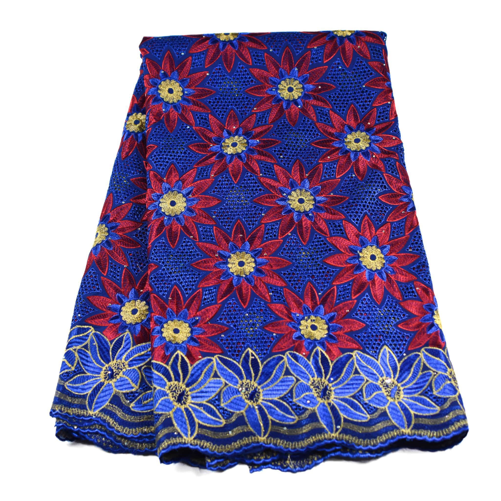 Blue & Red Cotton Lace