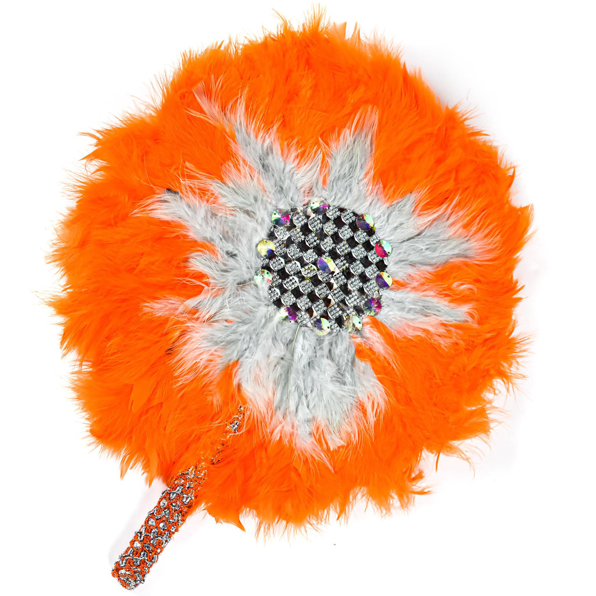 Orange & Grey Traditional Wedding Hand Fan