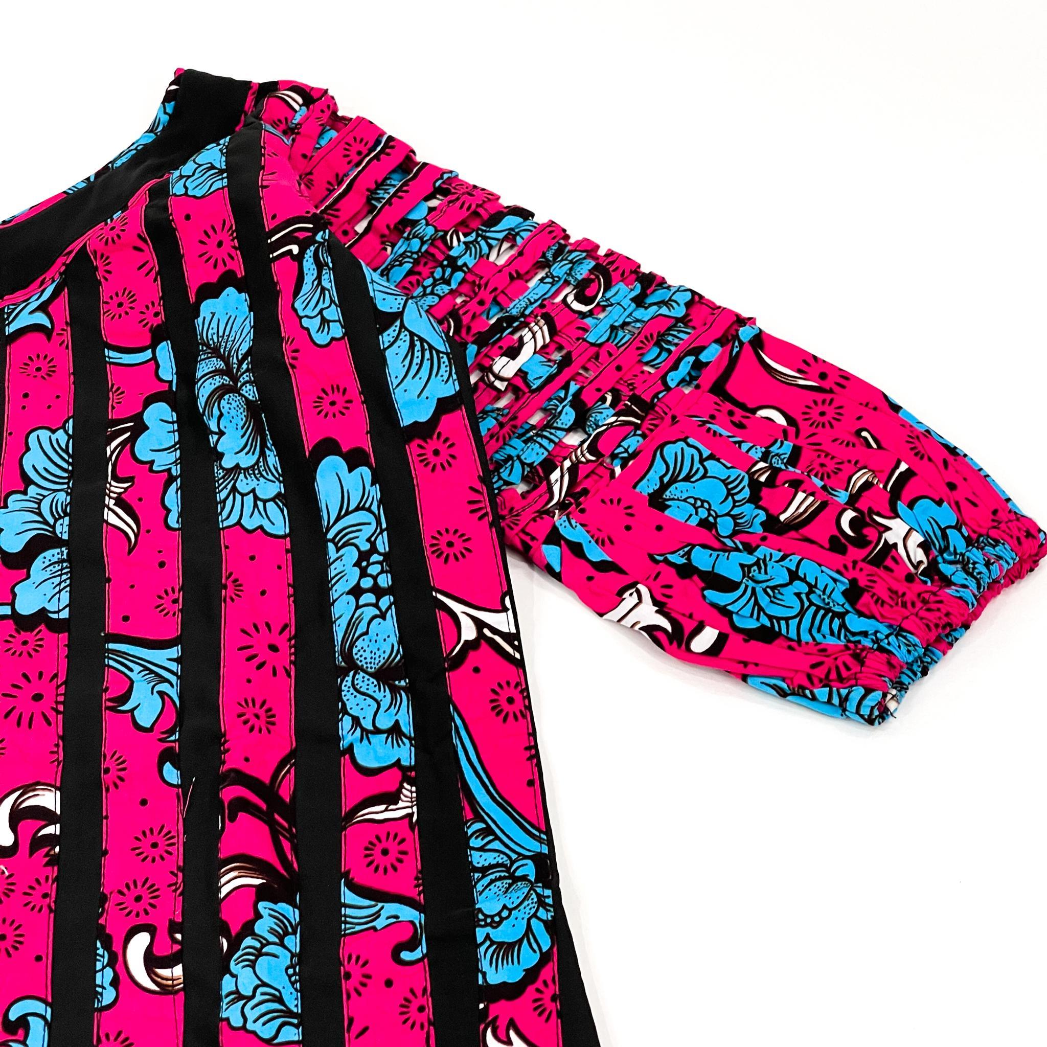 Women's Pink Ankara & Cotton Mix Dress