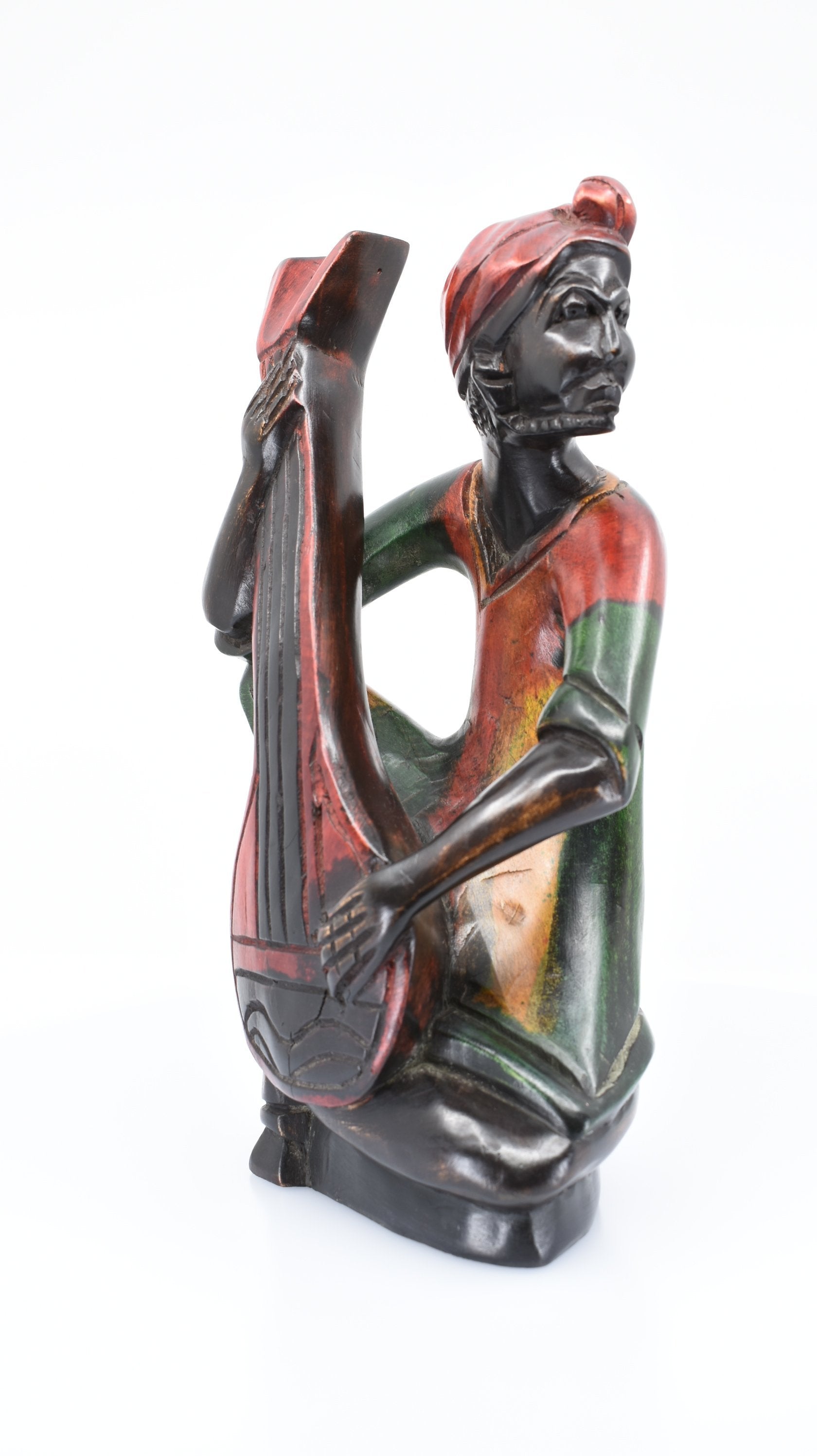 African Guitar Player Woodwork - AFRIKAN ATTIRE - #african_clothing -