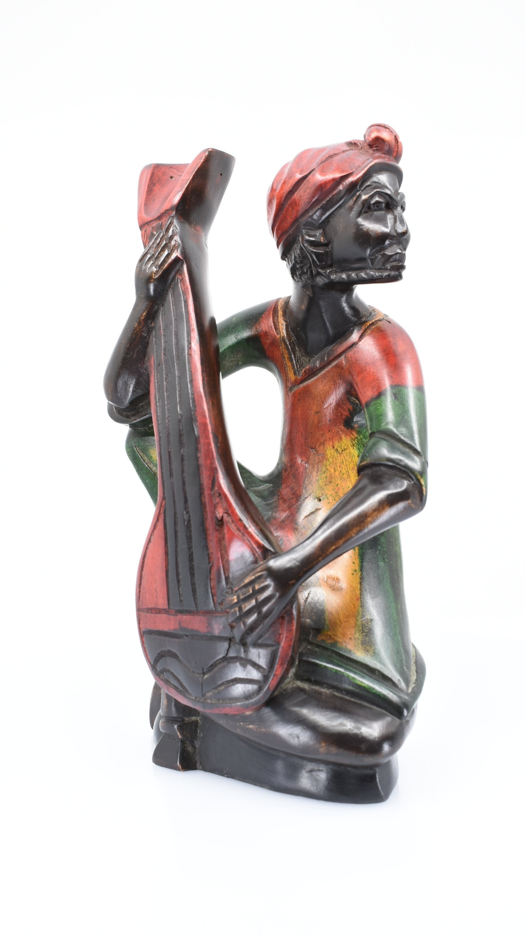 African Guitar Player Woodwork - AFRIKAN ATTIRE - #african_clothing -