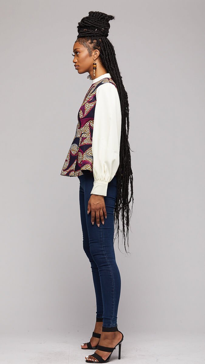 $$ Ankara Shirt w/Chiffon Sleeves - AFRIKAN ATTIRE - african_clothing - Apparel - african_attireAFRIKAN ATTIRE - african_fashion