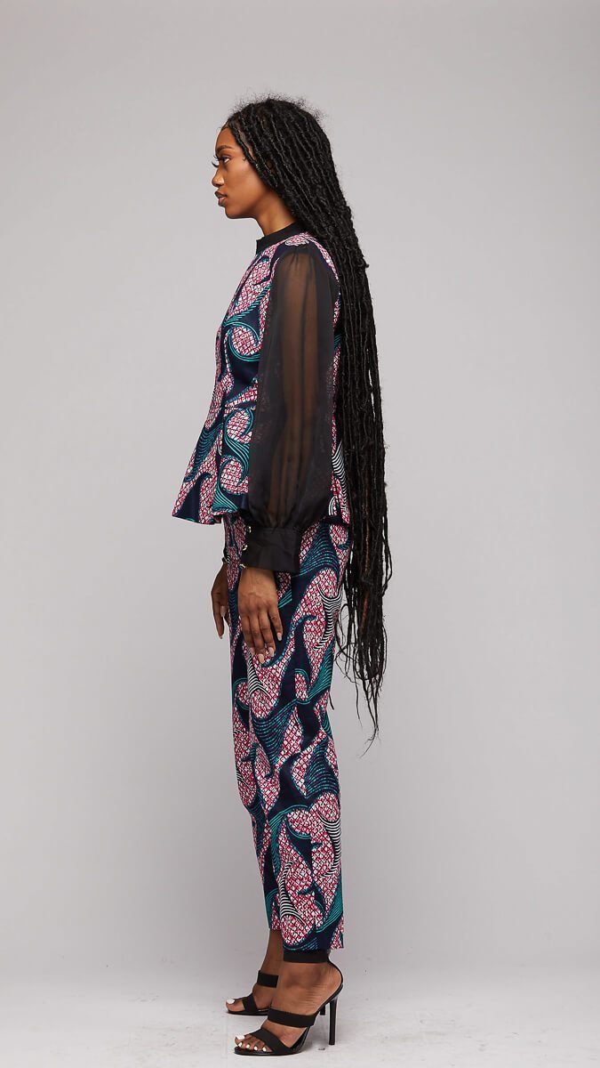 $$Ankara Suit w/Chiffon Sleeves - AFRIKAN ATTIRE - african_clothing - Apparel - african_attireAFRIKAN ATTIRE - african_fashion