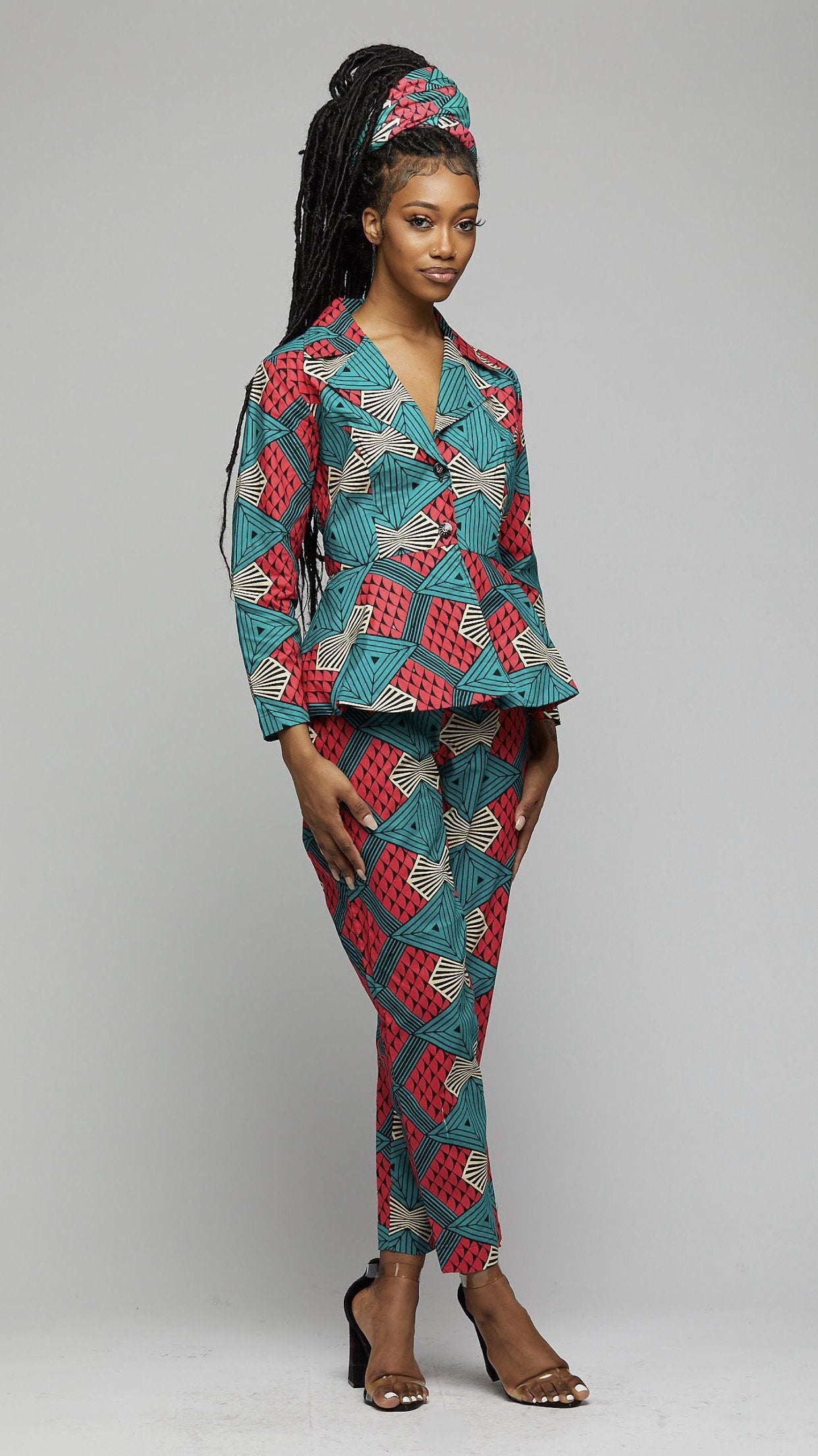 Ankara Suit w/Head wrap - AFRIKAN ATTIRE - #african_clothing -