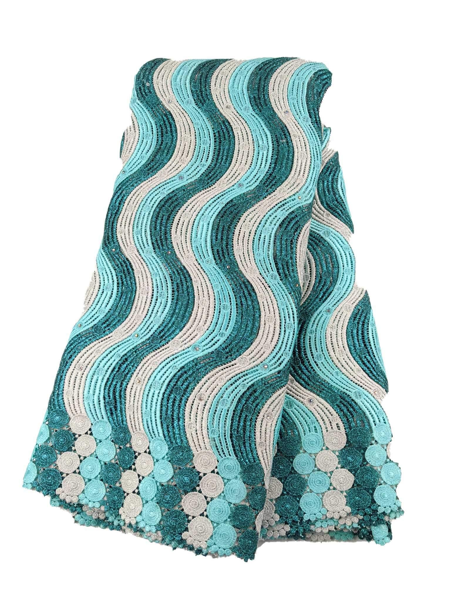 Silver & Green Cord Cotton Lace