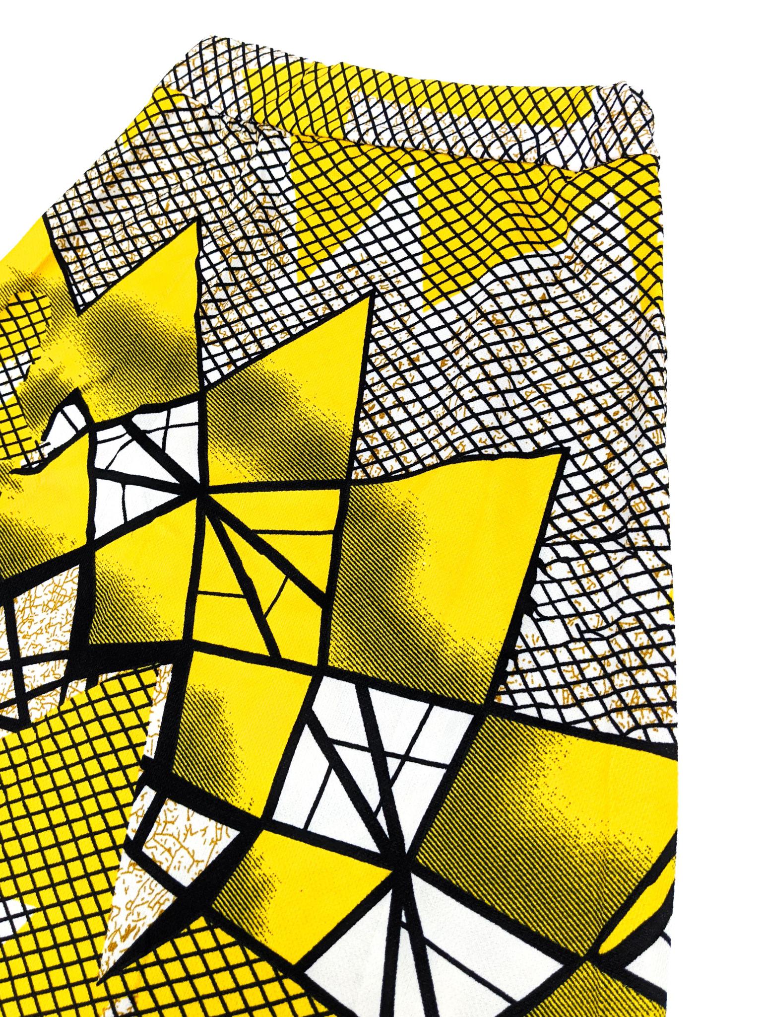 Yellow & Black Print Long Skirt