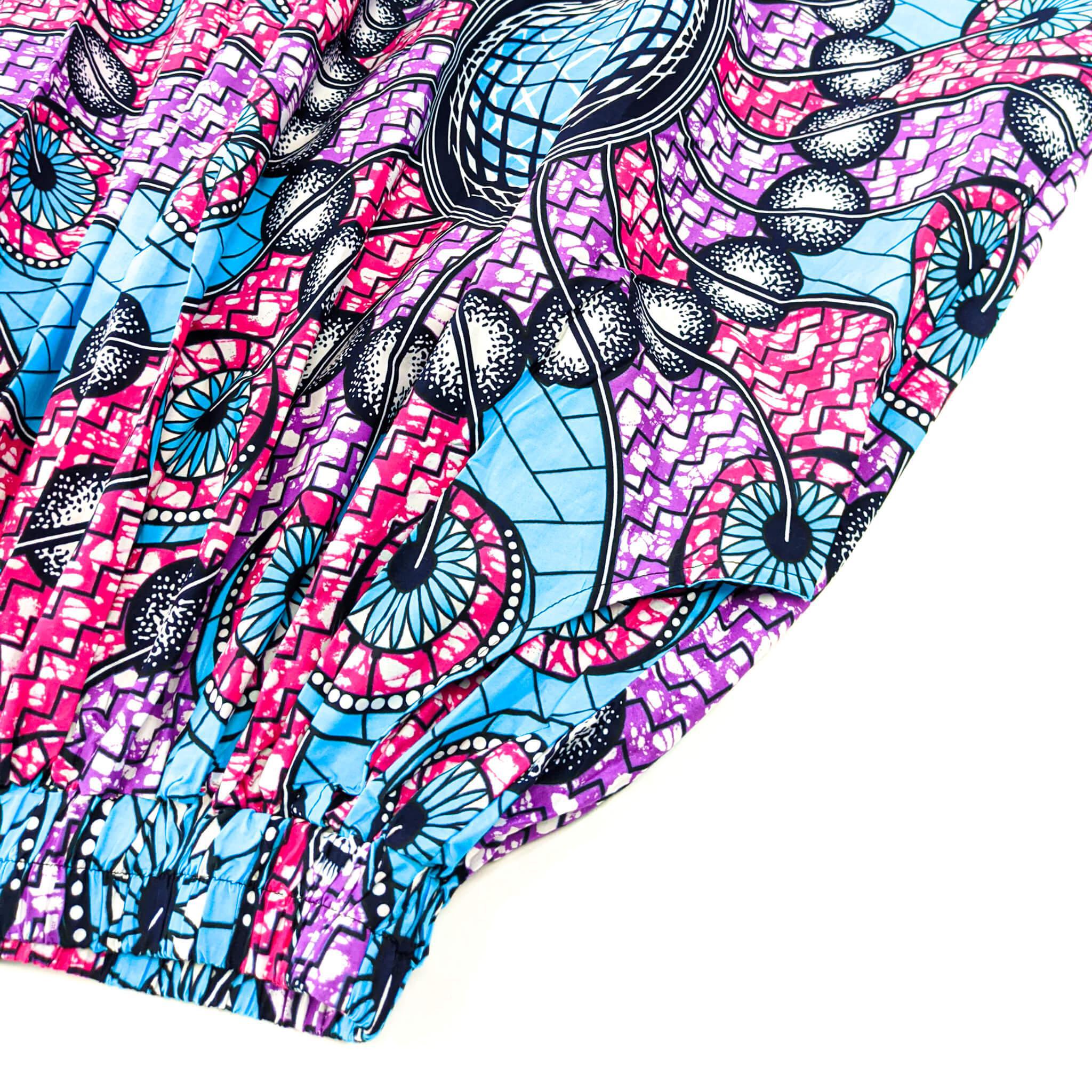 Handmade Blue Multi Ankara Print Midi Skirt