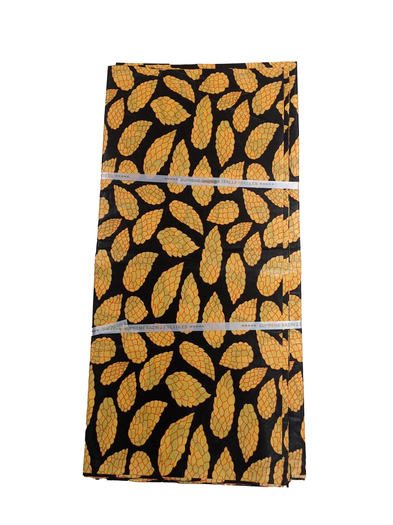 Yellow & Black Petal Bazin J.F Textiles