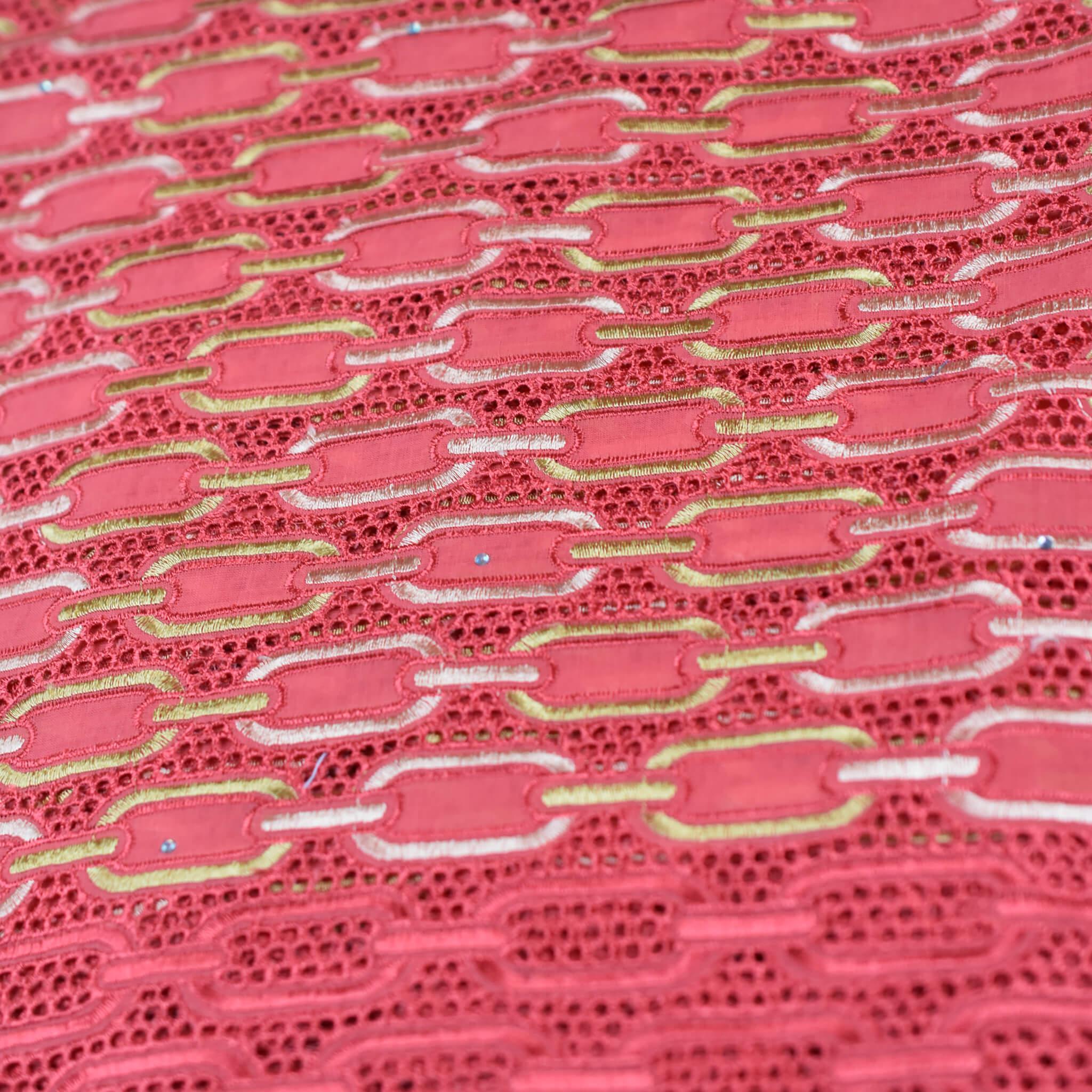 Red & Gold Cotton Lace