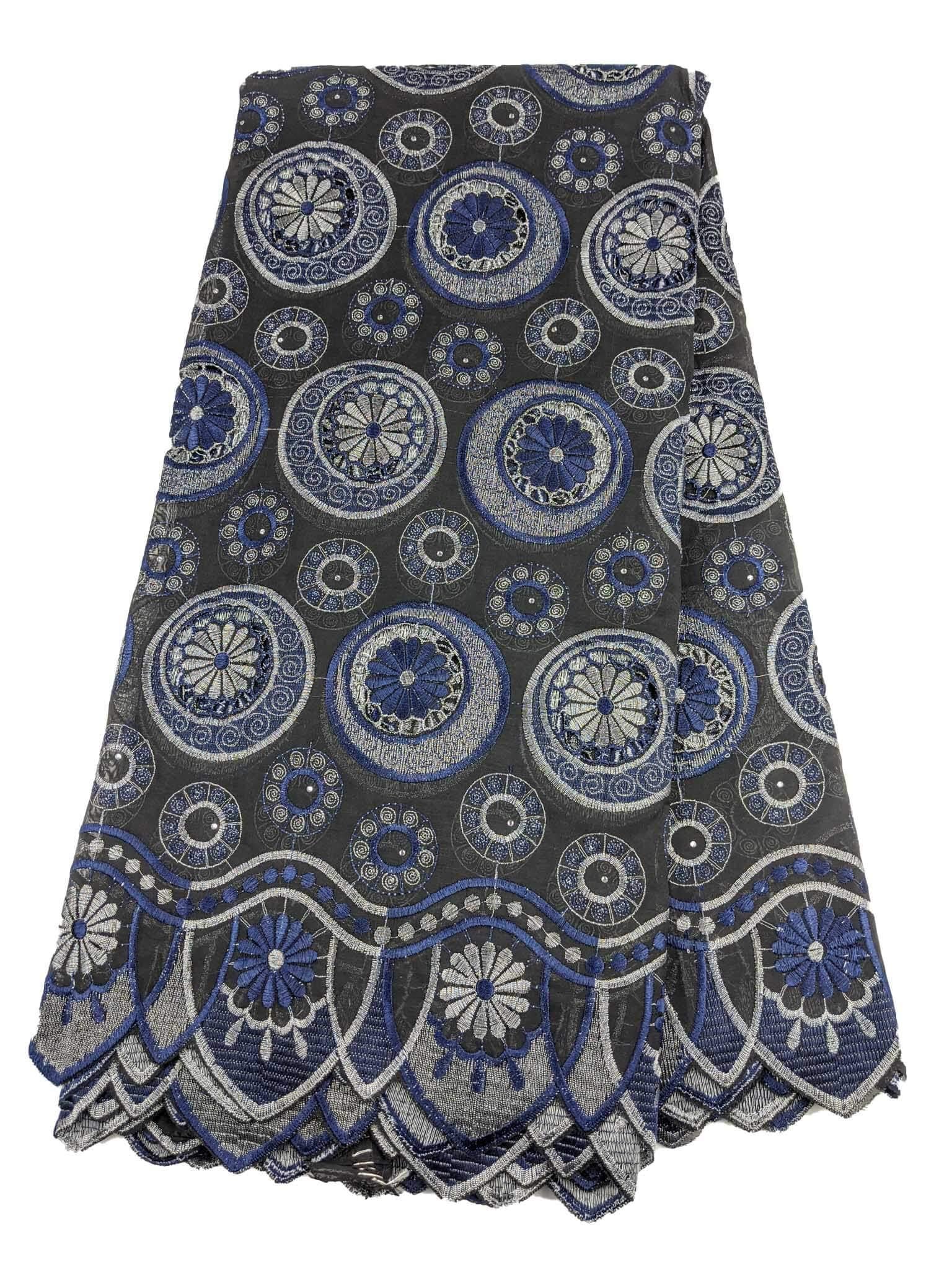 Black, Silver & Blue Cotton Lace