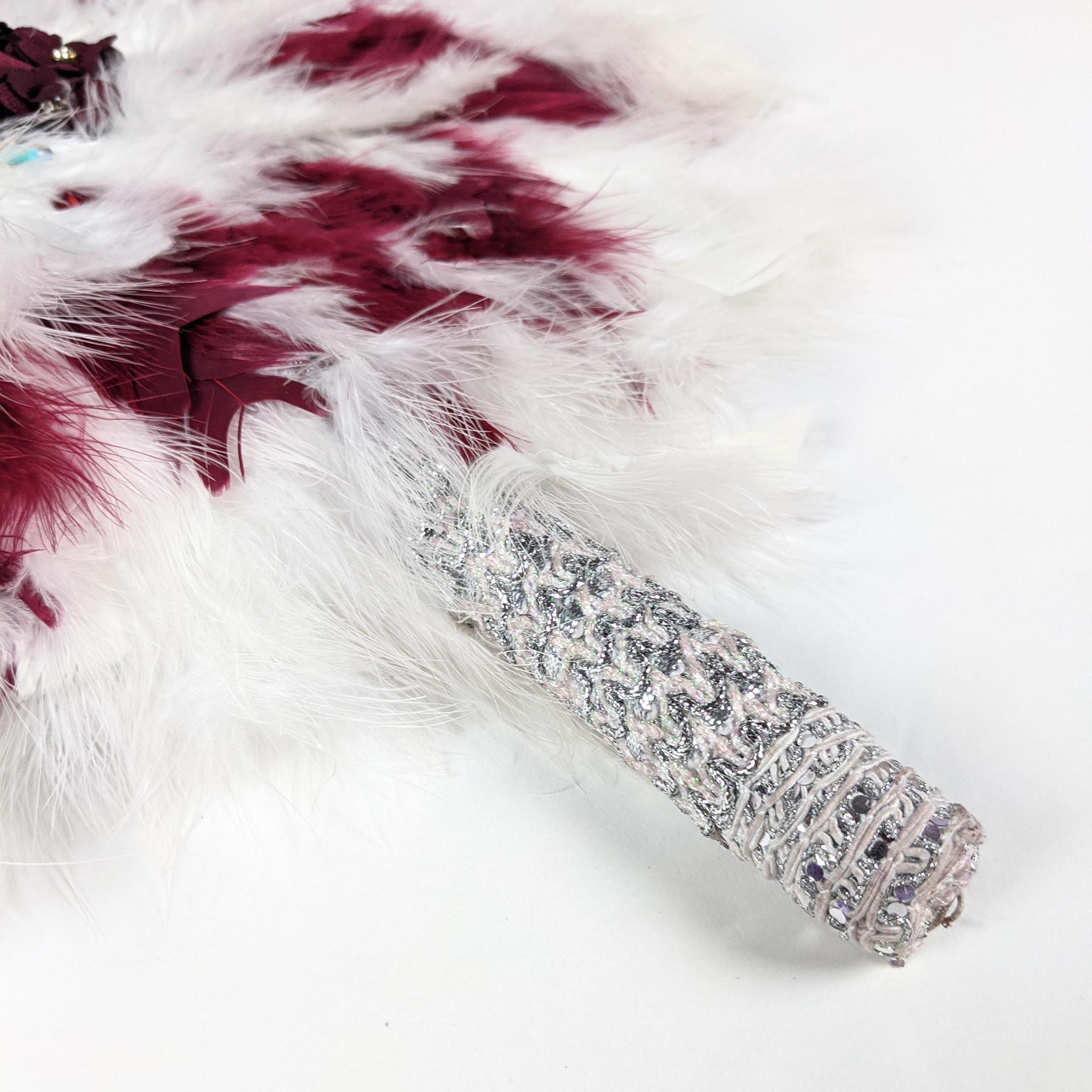 White & Pink Traditional Wedding Hand Fan