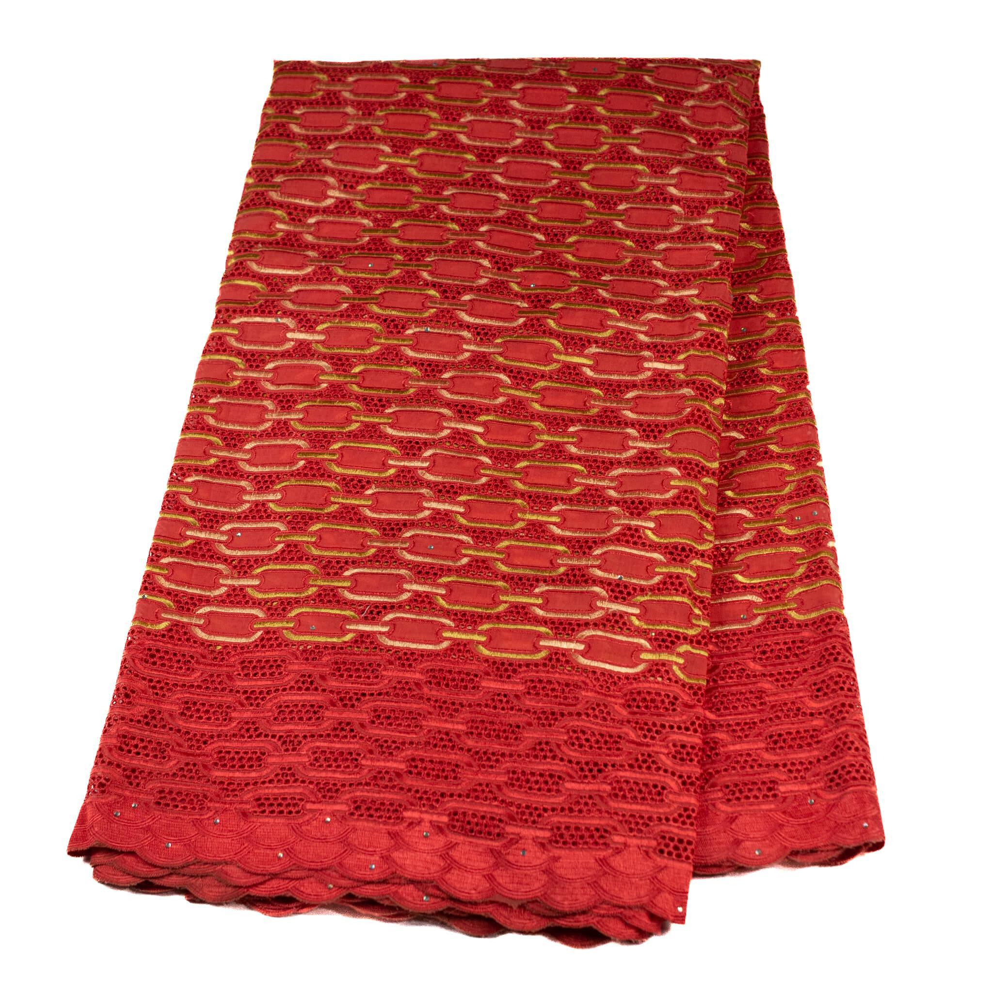 Red & Gold Cotton Lace