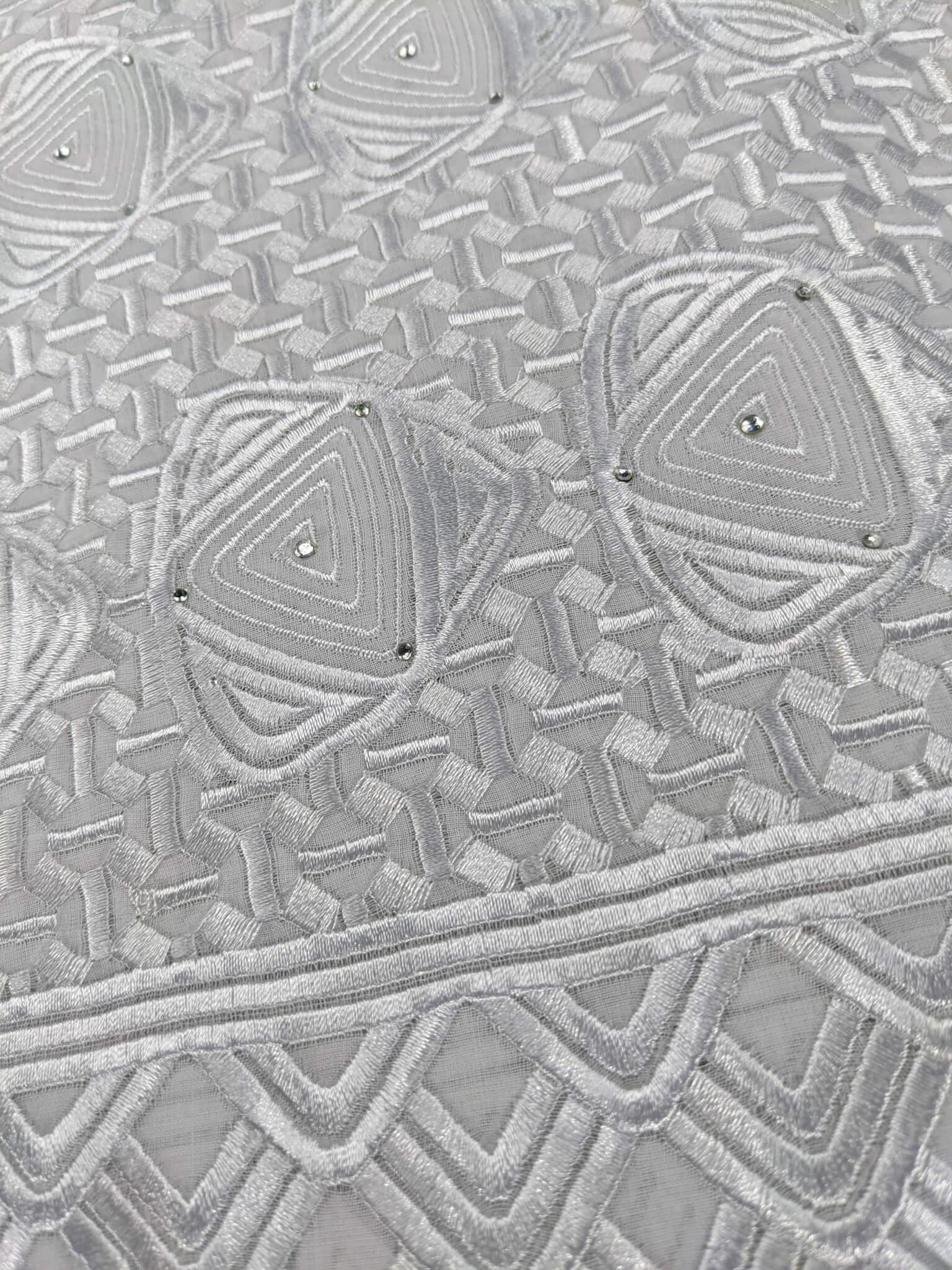 White Unique Cotton Voile Lace