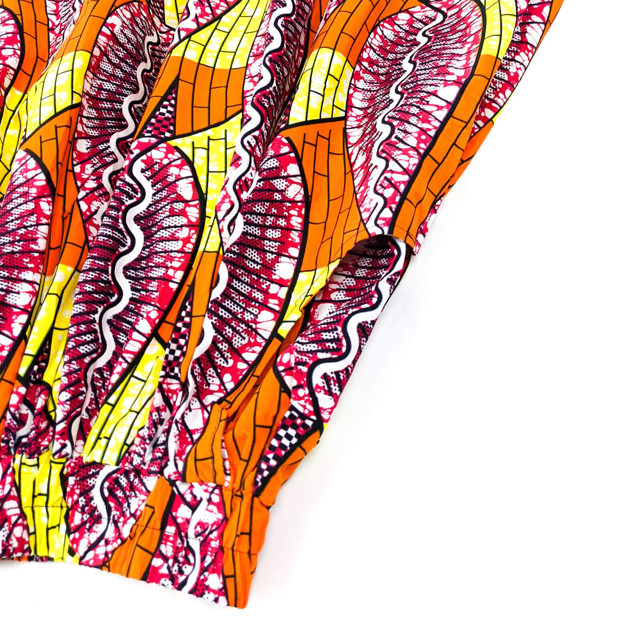 Handmade Orange Multi Ankara Print Midi Skirt