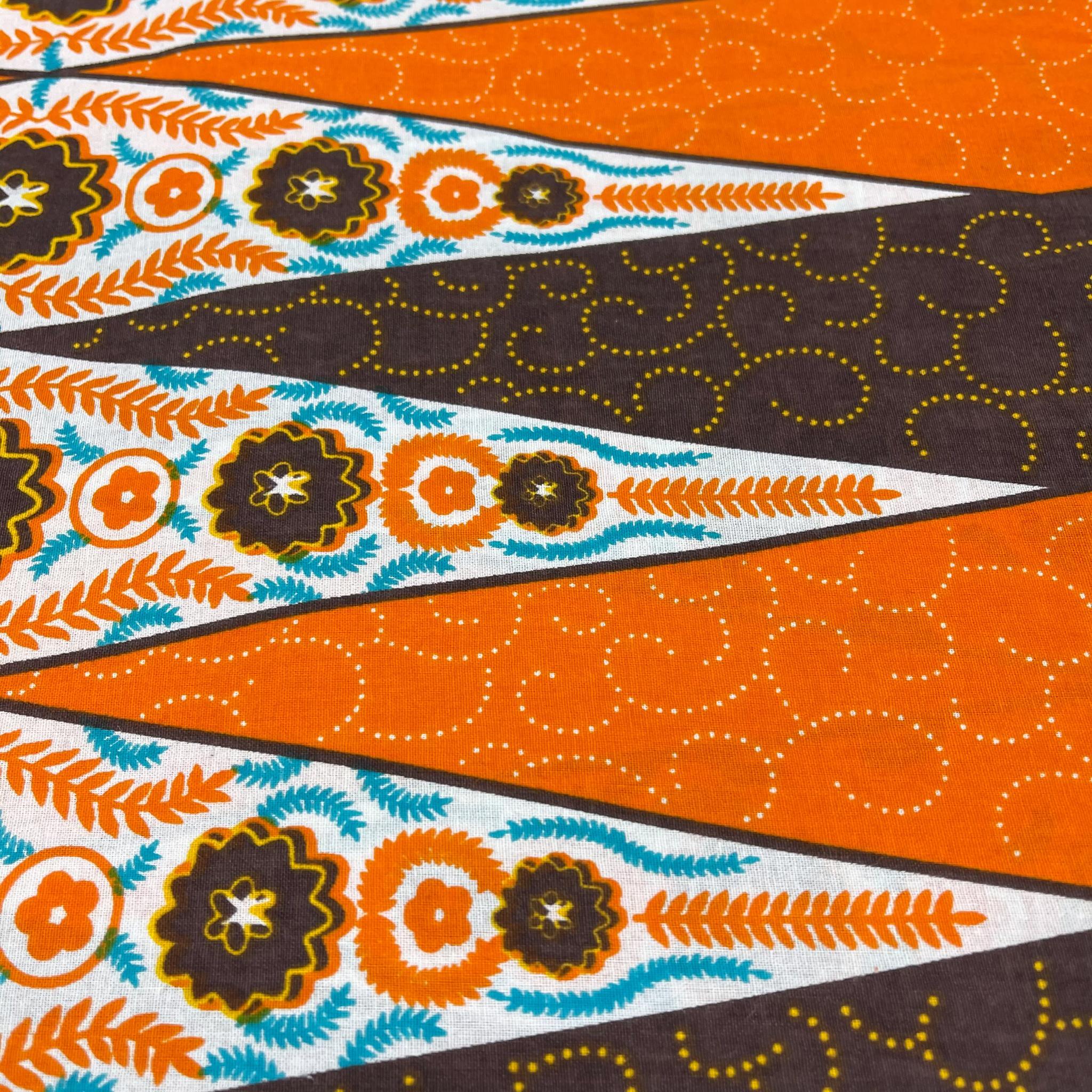 Orange Wax Print Fabric - 6 Yards
