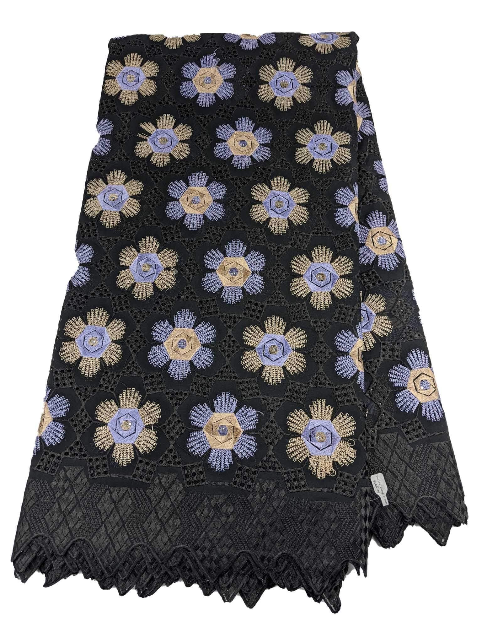 Black, Gold & Lilac Cotton Lace