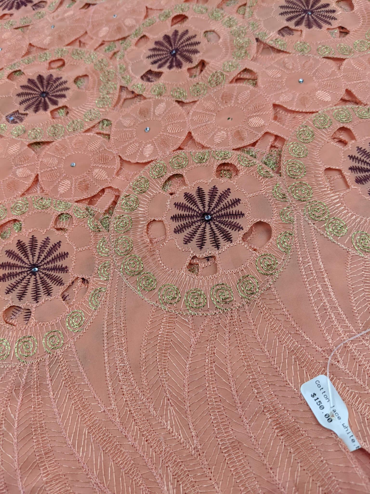 Peach & Gold Cotton Lace