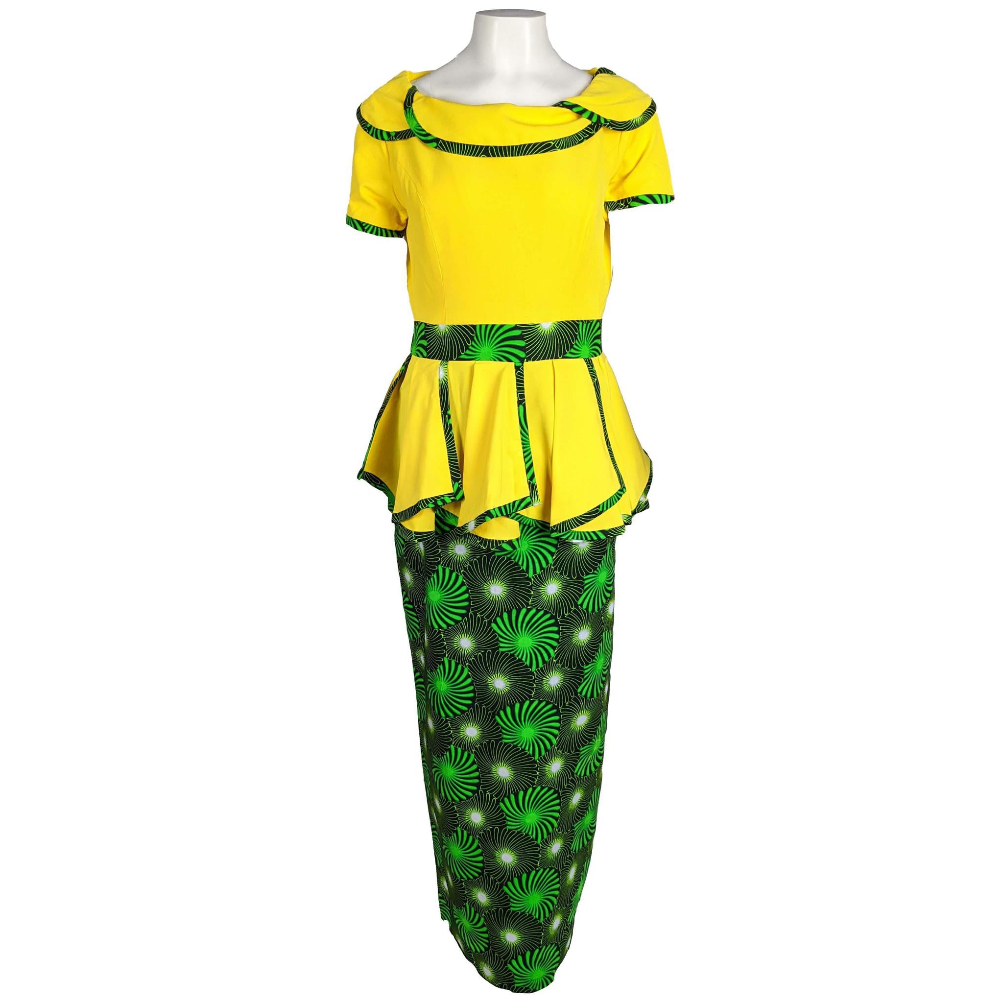 Vibrant Ankara Peplum Maxi Dress