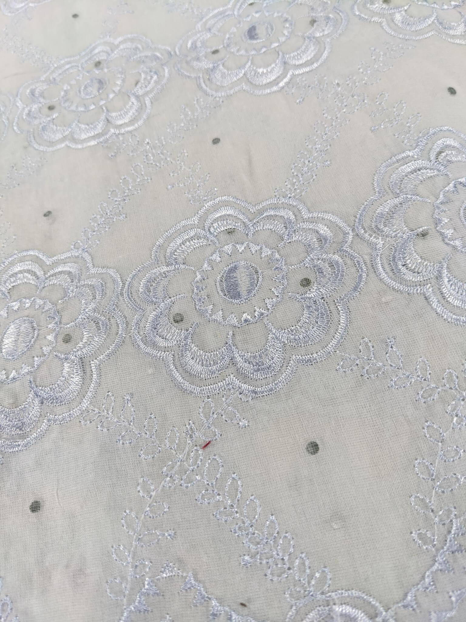 White & Silver Cotton Lace