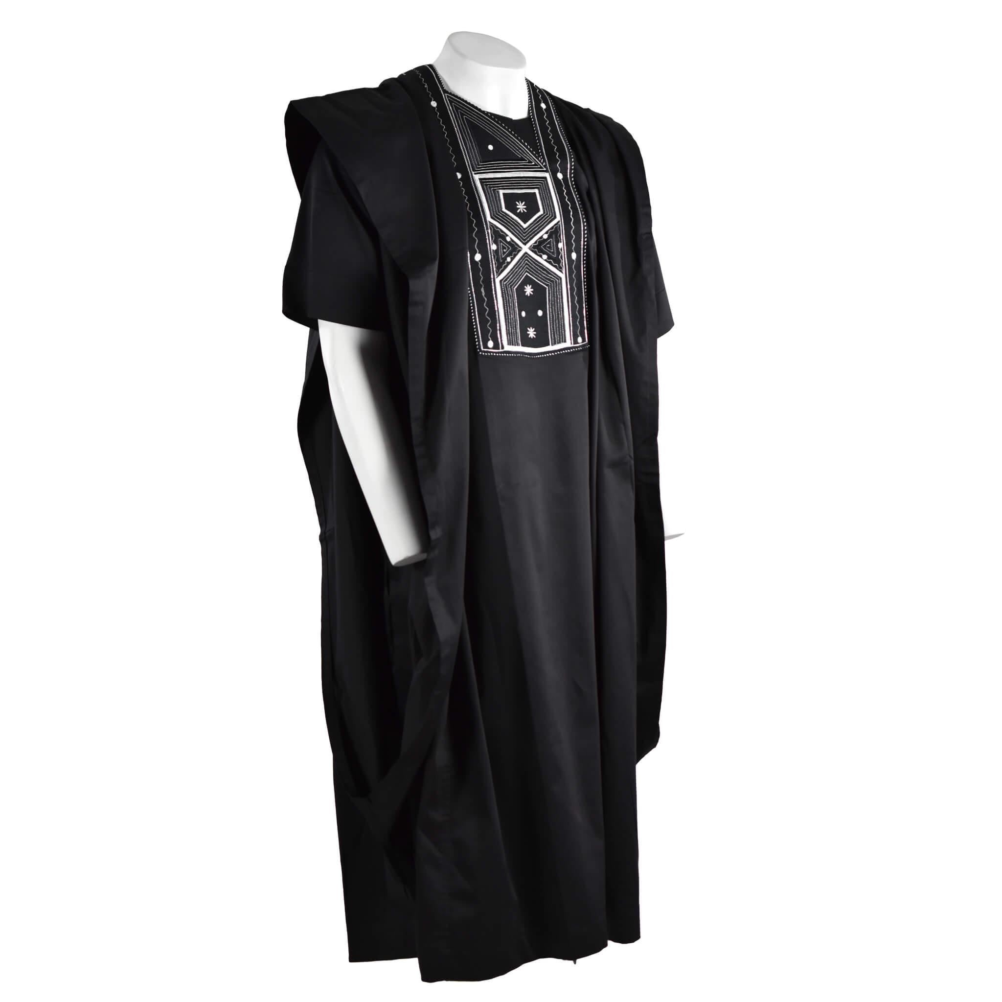 Black & White Agbada 3pc Set