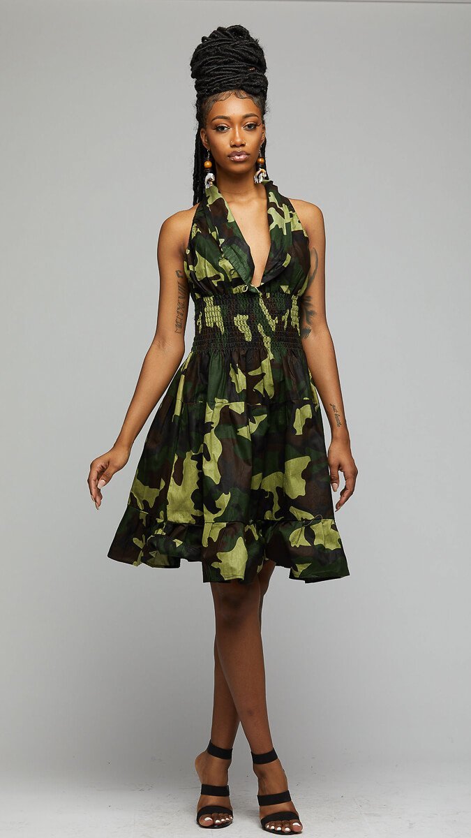 $$Camouflaged Smoked Dress - AFRIKAN ATTIRE - african_clothing - Apparel - african_attireAFRIKAN ATTIRE - african_fashion