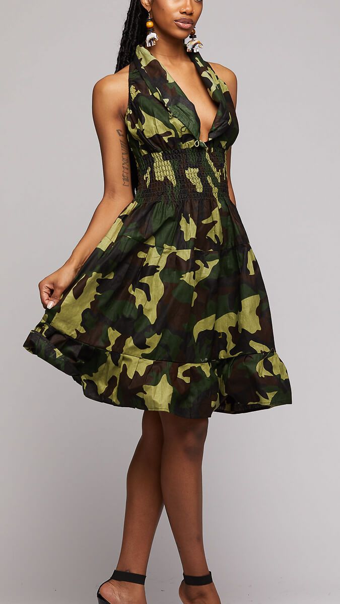 $$Camouflaged Smoked Dress - AFRIKAN ATTIRE - african_clothing - Apparel - african_attireAFRIKAN ATTIRE - african_fashion