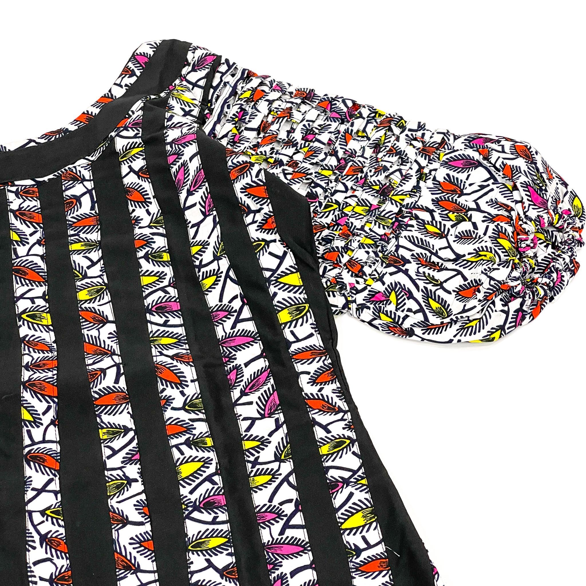 Women's White Ankara & Cotton Mix Dress