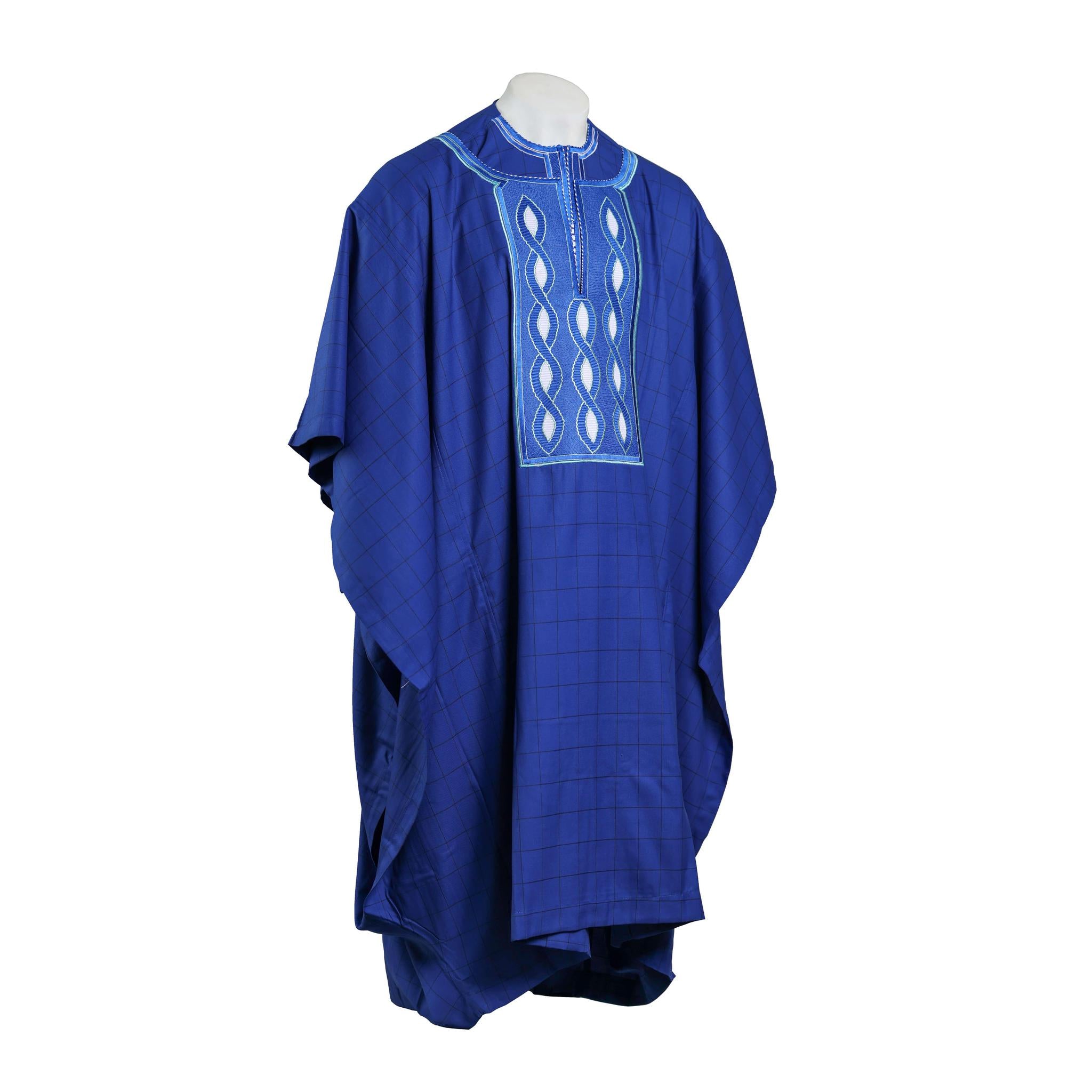 Blue Stripe Agbada 3pc Set