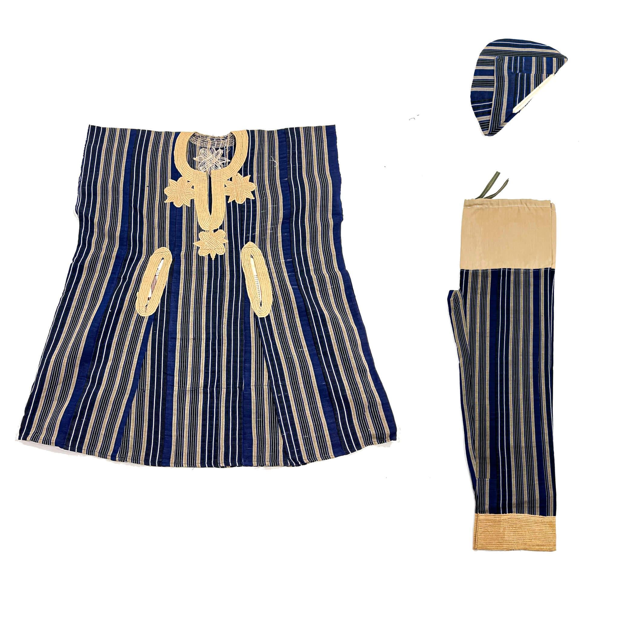 Blue & Black Aso Oke Pant Set