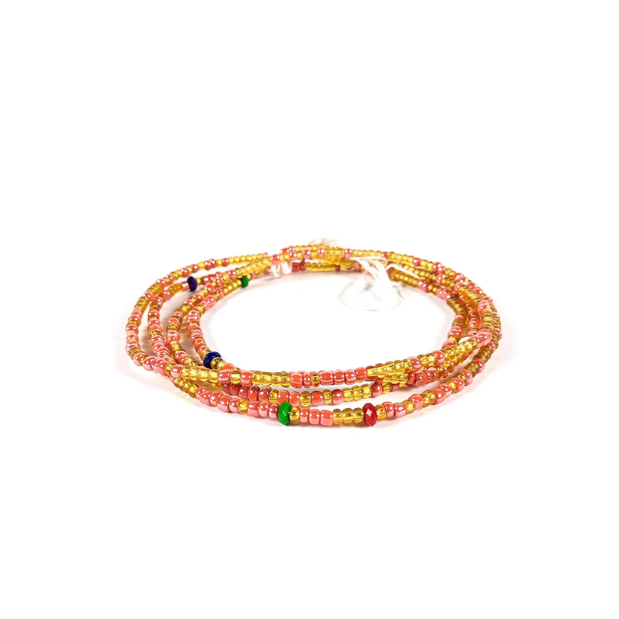 Gold & Peach Waist Beads