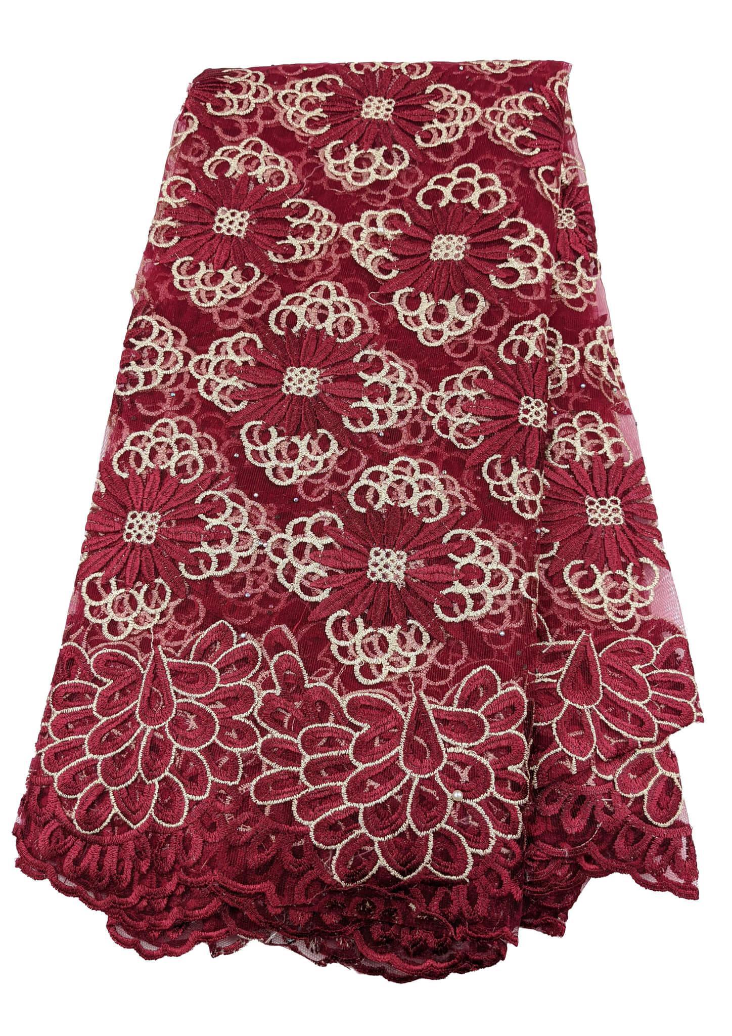 Wine & Gold French Net Lace