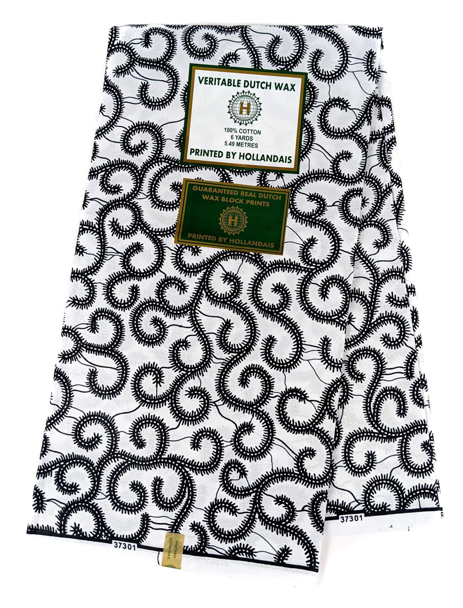 White and Black African Wax Print