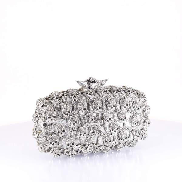 Silver Crystal and Bone Clutch Purse