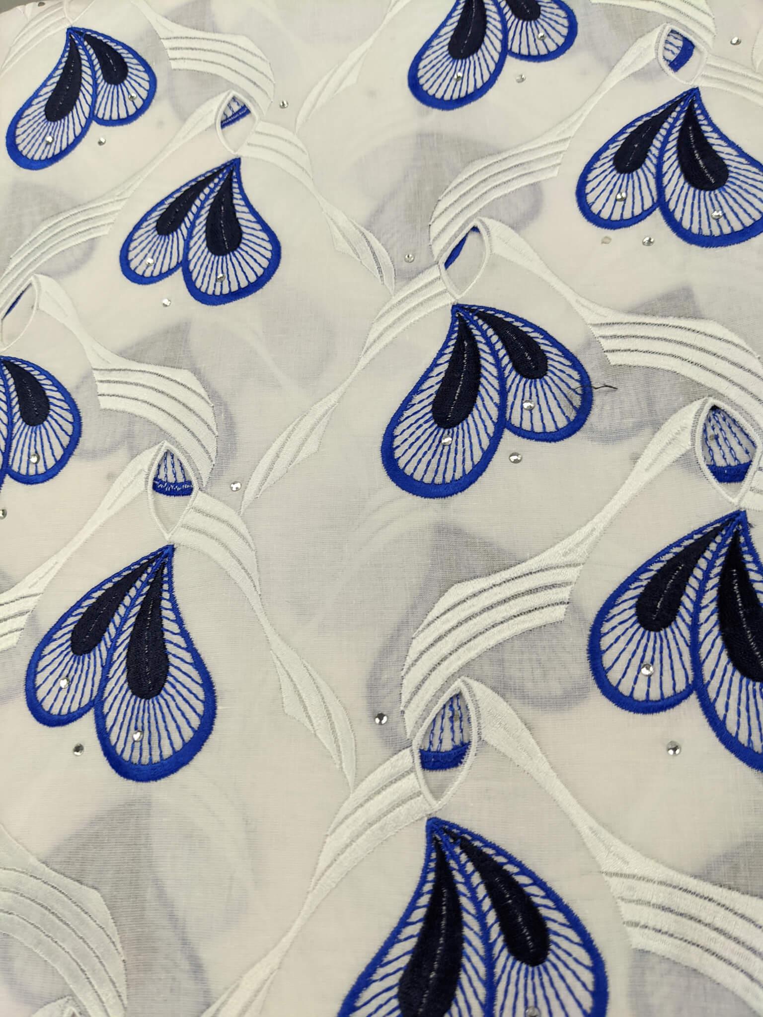 White & Blue Cotton Lace
